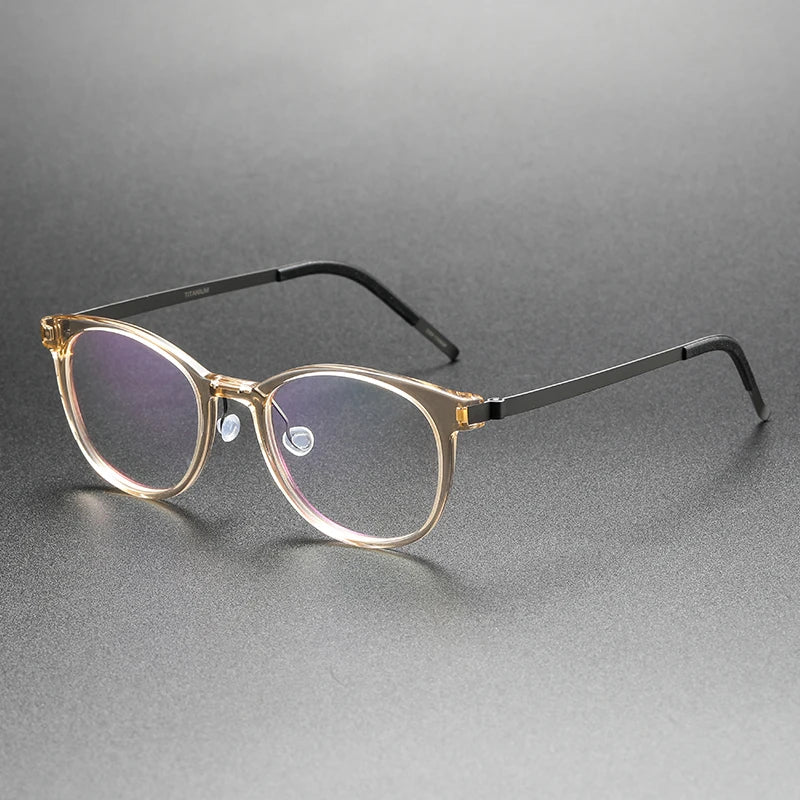 Unisex Full Rim Oval Square Titanium Acetate Eyeglasses Frame 48181 - Lightweight Durable Glasses for Men & Women - Perfect for Reading, Work, and Everyday Wear