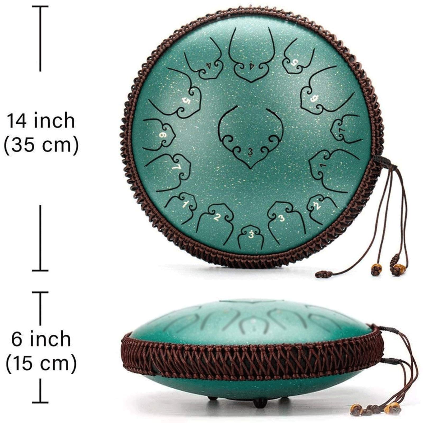 14 Inch 15 Note Steel Tongue Drum - Chakra Tank Handpan Drum Set with Carry Bag | Professional Percussion Instrument for Music Therapy, Yoga Meditation & Live Performances