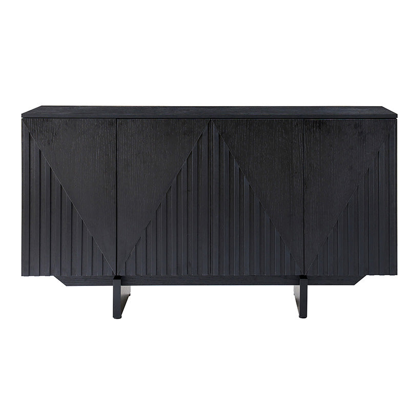 Stylish Wooden Buffet Sideboard with Deep Embossed Texture - Perfect for Dining Room Storage, Kitchen Organization & Living Room Decor