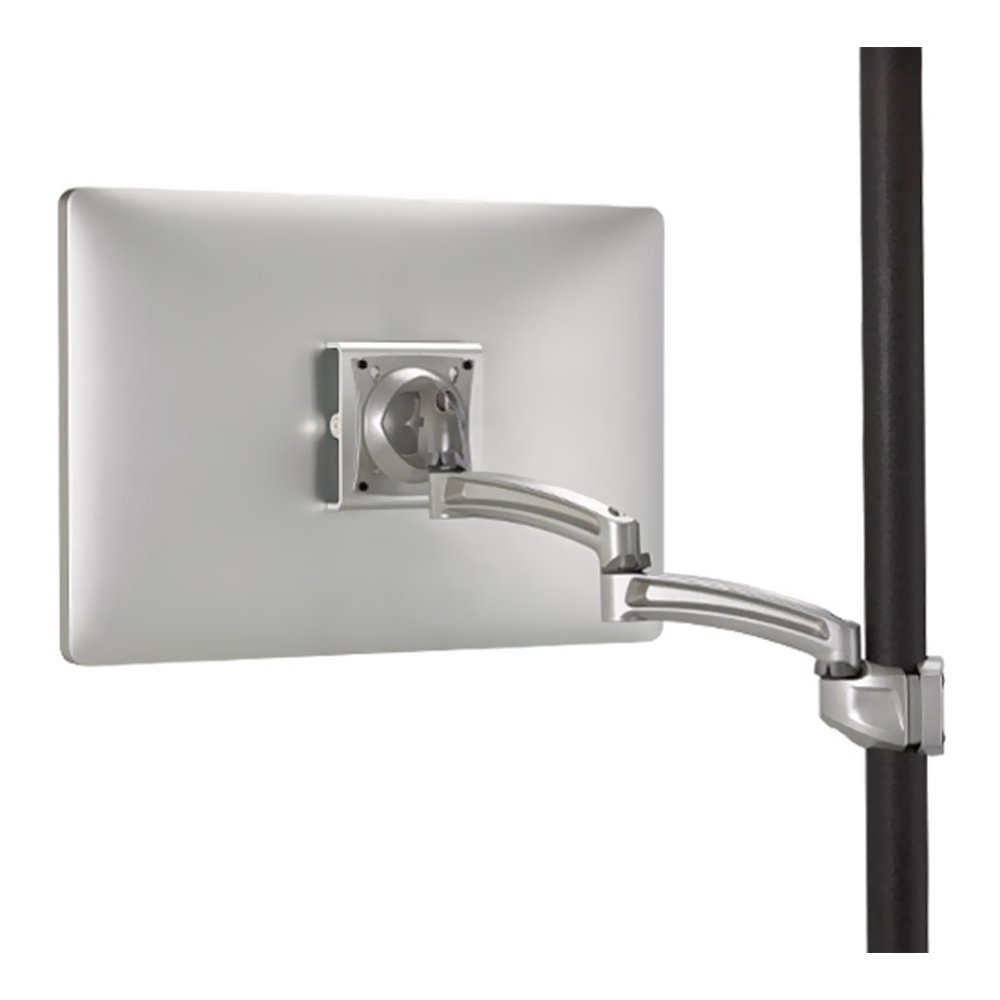 Kontour Adjustable Monitor Mount Pole - Silver Articulating Arm for Single Screen | Perfect for Home Office, Gaming & Workspace Setup