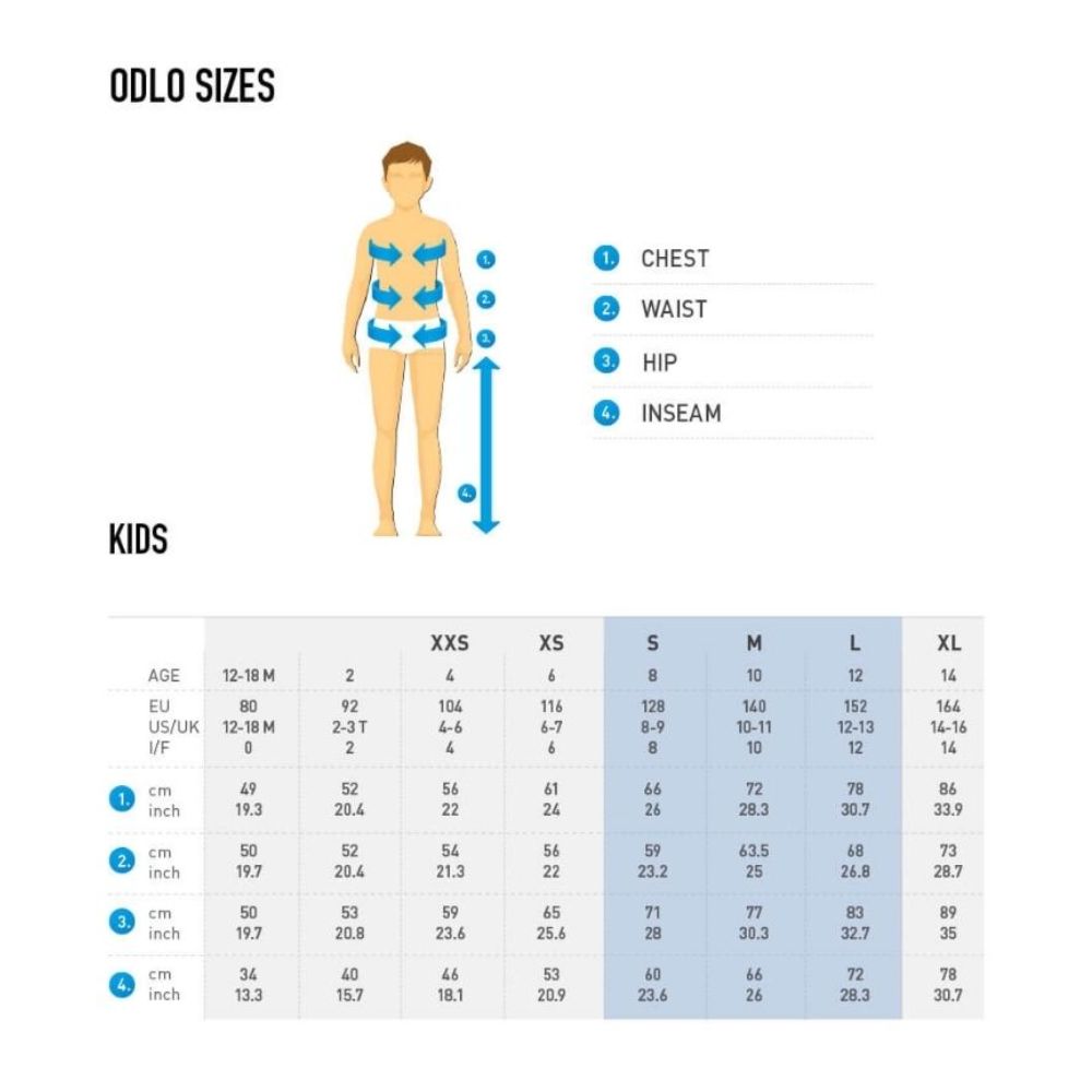 Odlo Thermal Base Layer Set for Kids - Active Warm Black/Grey Melange Stripe - Winter Sports & Outdoor Activities Underwear