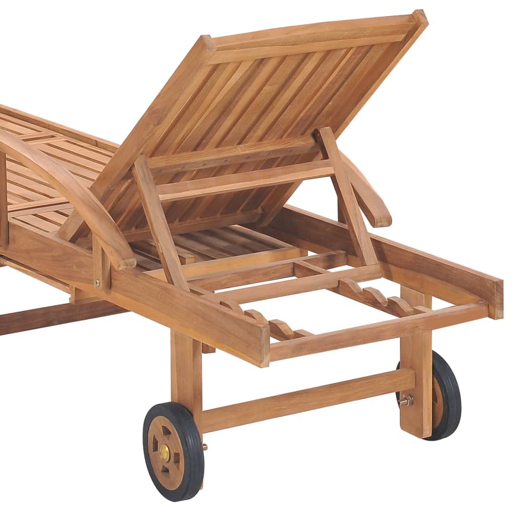 Premium Solid Teak Wood Sun Lounger with Adjustable Backrest & Movable Design - Includes Taupe Cushion - Perfect for Poolside Relaxation, Garden Lounging, Patio Furniture & Outdoor Spaces