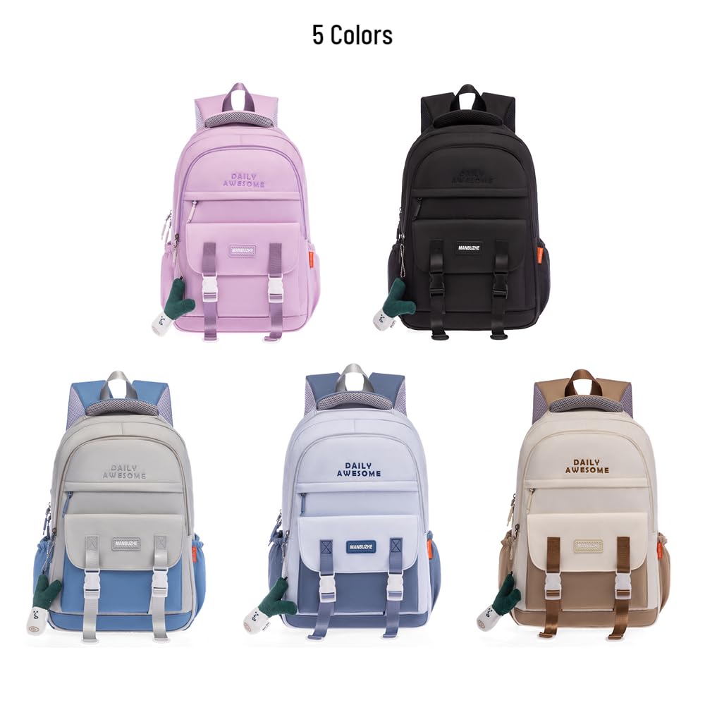 Cute Kawaii Backpack with Adorable Pendant Accessories - Stylish Unisex 20L Travel Backpack for School, Work & Outdoor Adventures (Brown)