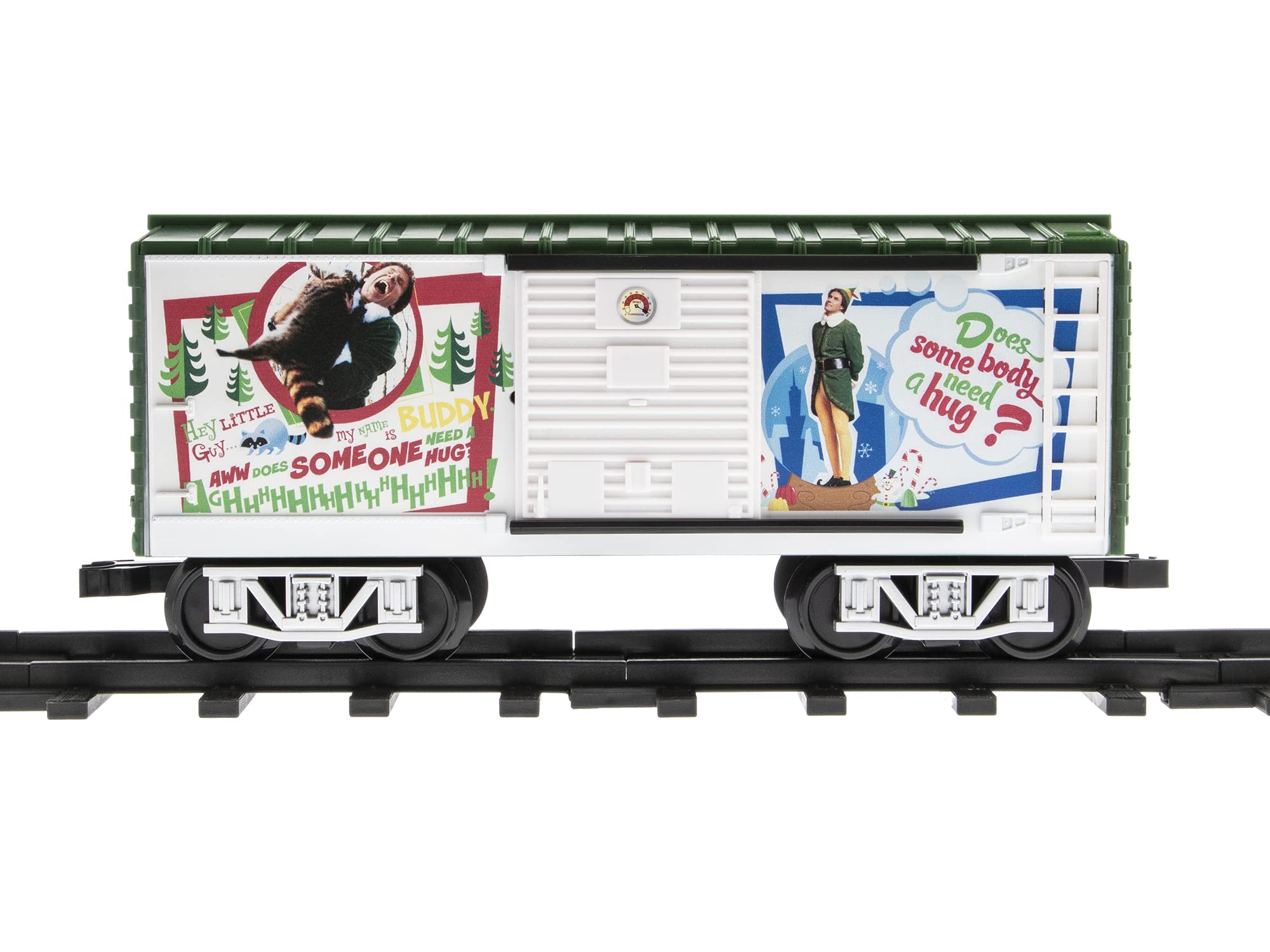Lionel Battery-Powered Elf Toy Train Set with Locomotive, 4 Train Cars, 8-Piece Track & Remote Control - Realistic Train Sounds & LED Lights for Kids Ages 4+ | Perfect for Christmas Decorations, Birthday Gifts & Holiday Playtime