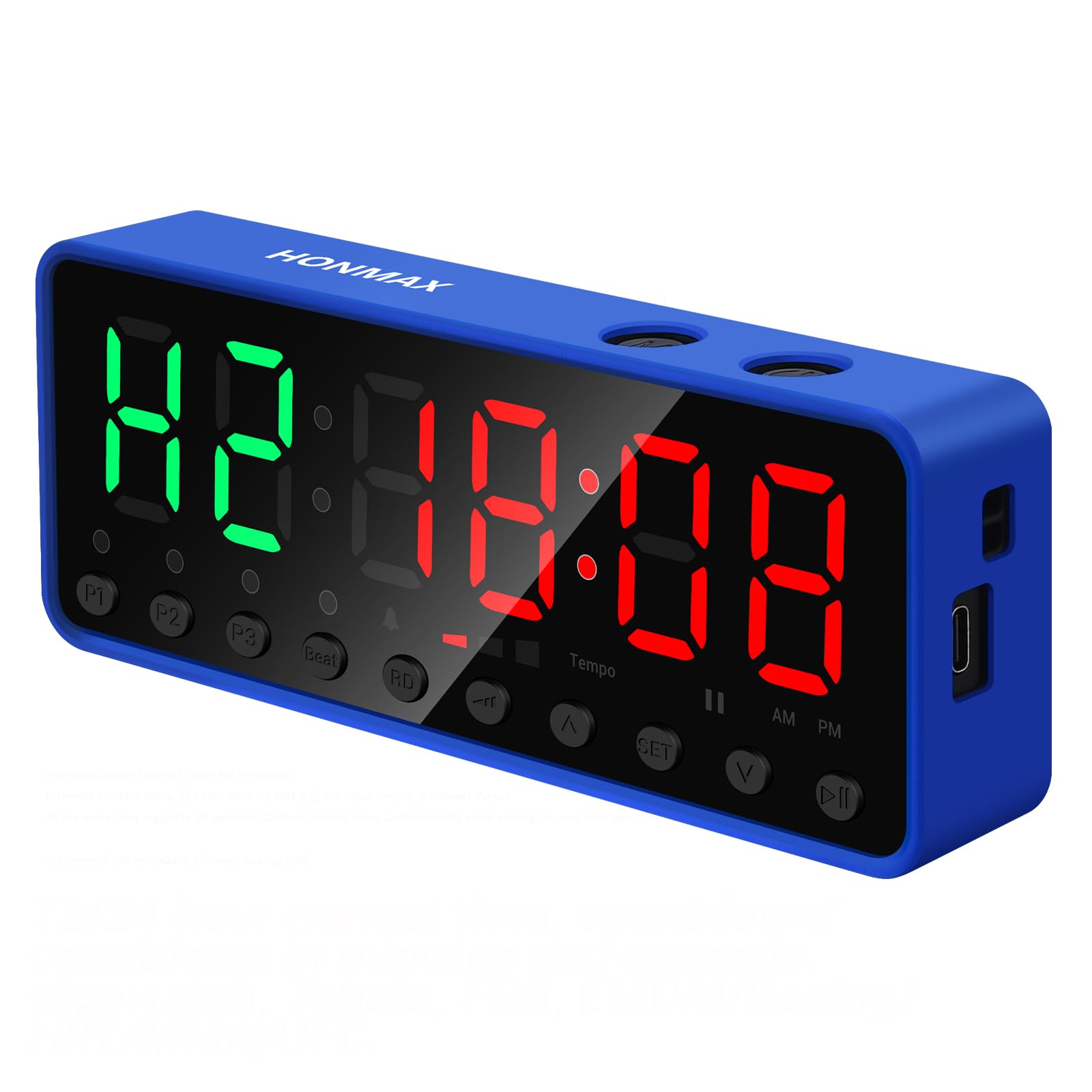 Portable Gym Timer with Large LED Digital Display - Fitness Workout Timer for Home, Garage & Gym - Built-in Strong Magnet, Lithium Battery & Beat Function - Anti-Vertigo Design for CrossFit, HIIT & Boxing Training