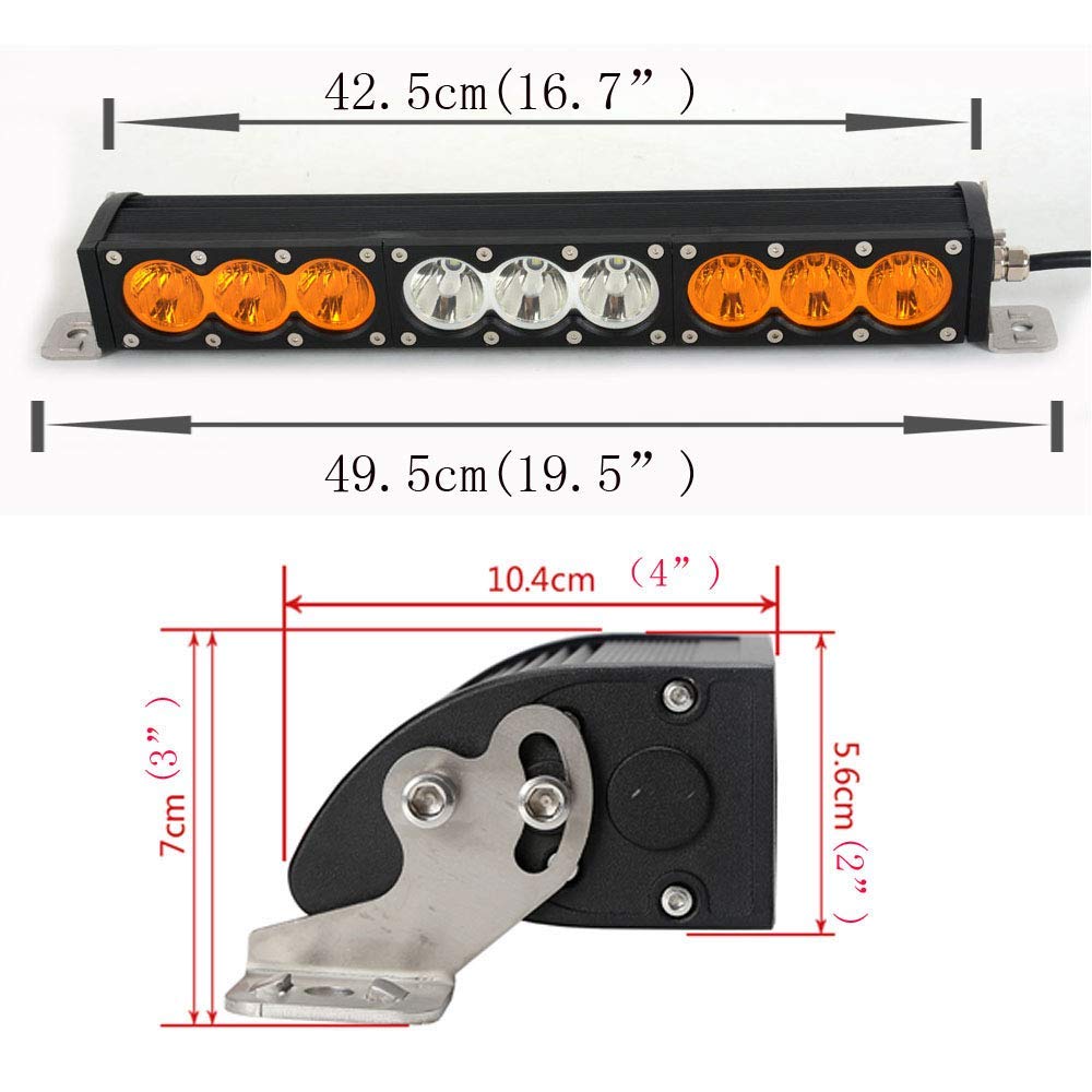 90W 16 Inch LED Light Bar with Amber/Clear Lens - Spot Flood Combo for SUV, ATV, Truck & Boat - Off-Road, Marine & Work Lighting