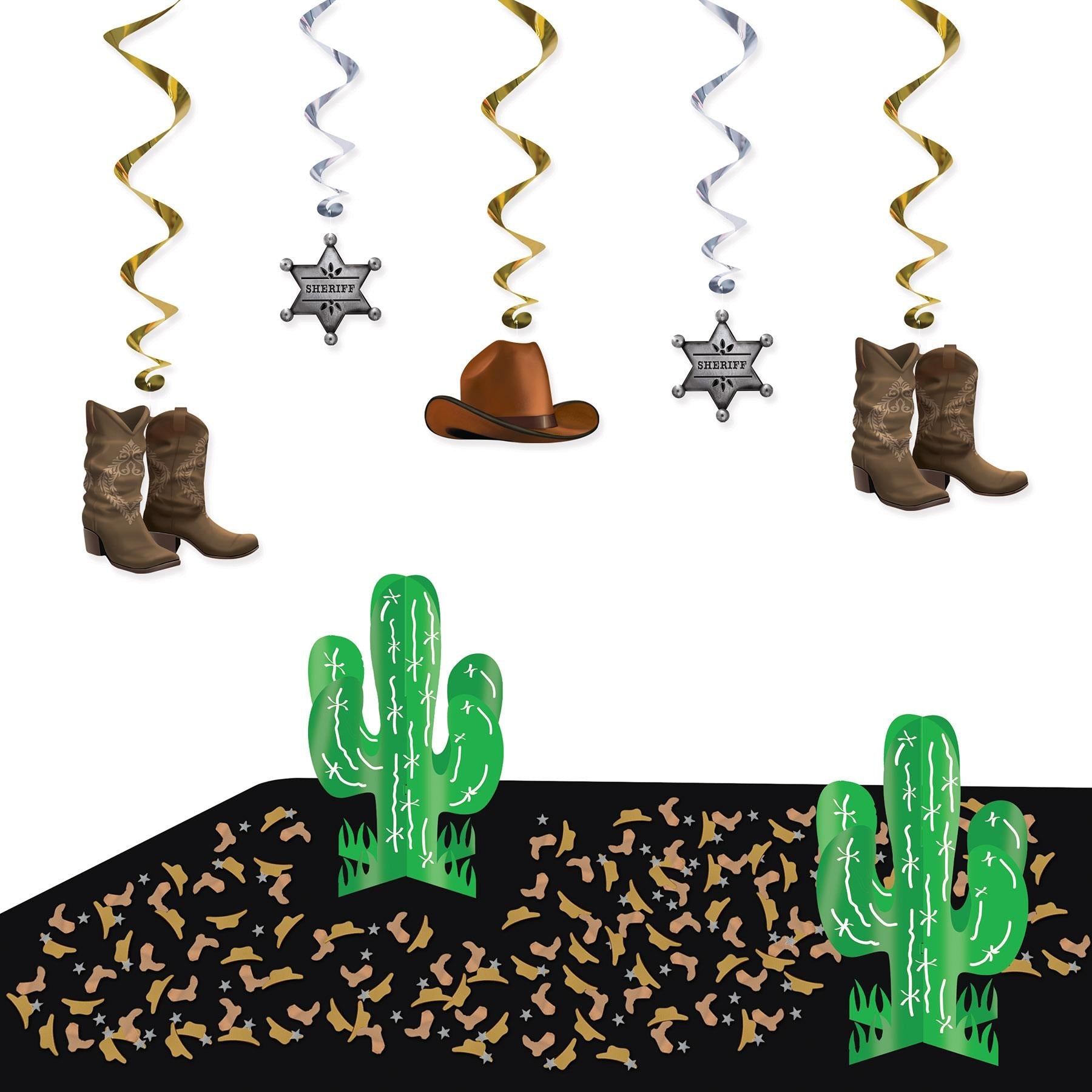 12 Pack Beistle Western Confetti Decorations - Copper, Gold, Silver (1 Oz per Pack) | Perfect for Cowboy Parties, Wild West Themed Events & Western Weddings