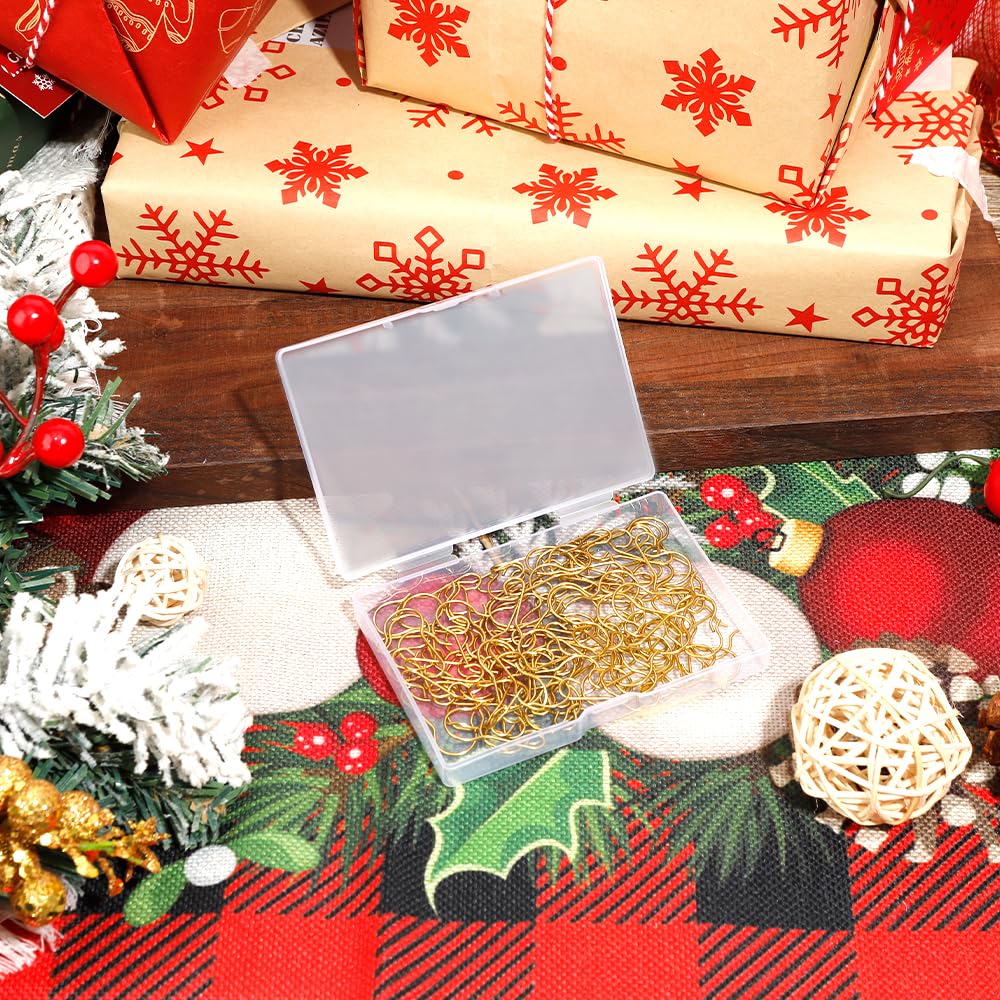 100 Pcs Gold Christmas Tree Ornament Hooks with Storage Box - Durable Metal Hangers for Holiday Decorations, Party Supplies & Home Decor