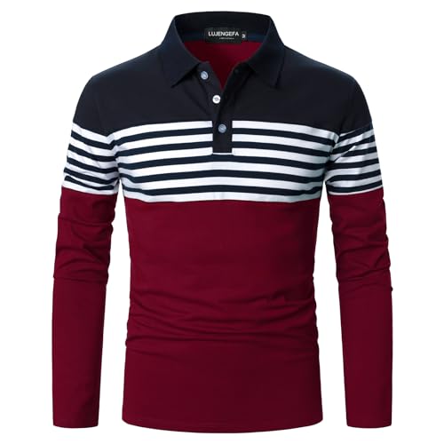 Long Sleeve Navy Blue+ Wine Red