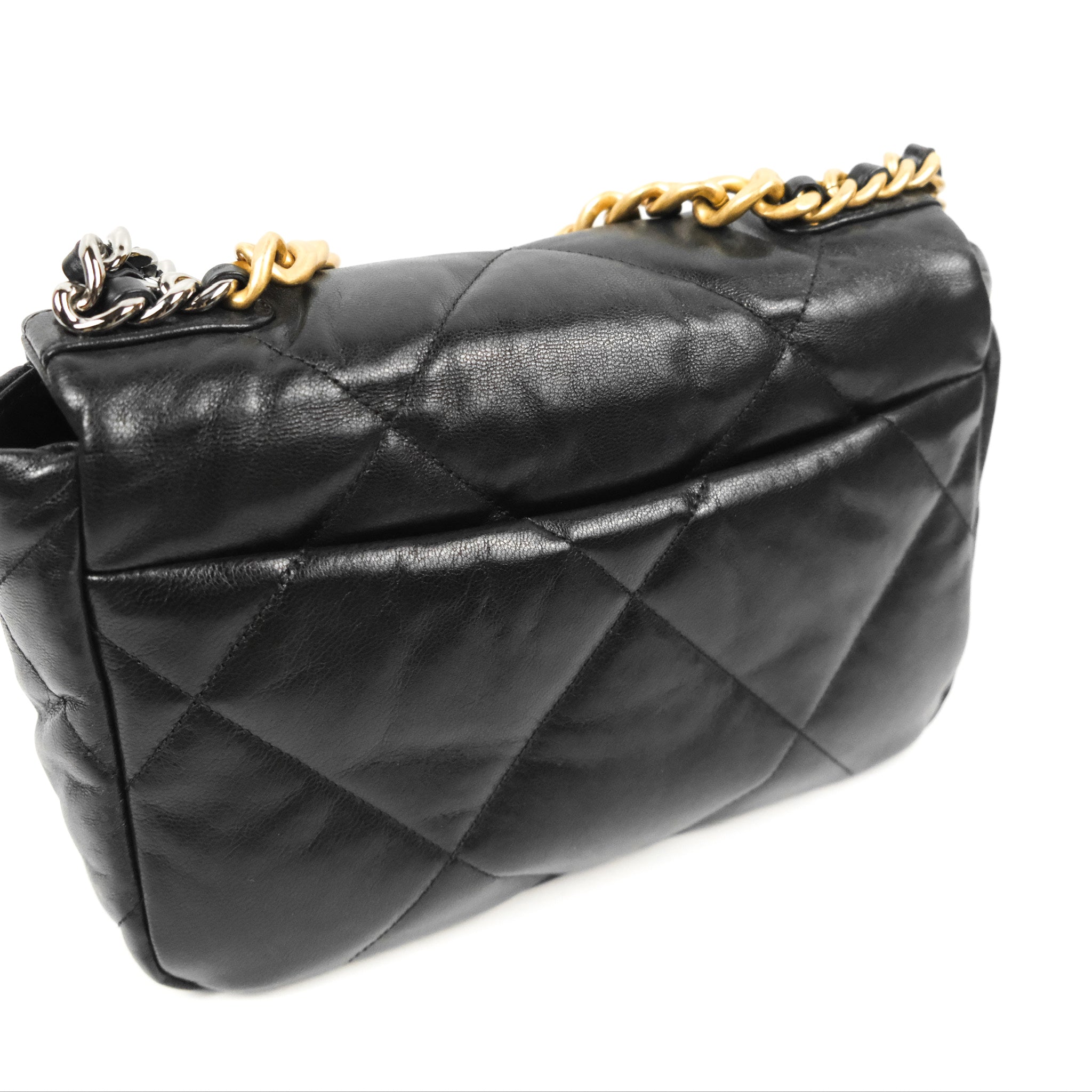 Chanel 19 Small Black Goatskin Leather Shoulder Bag with Mixed Metal Hardware - Perfect for Everyday Luxury & Evening Events