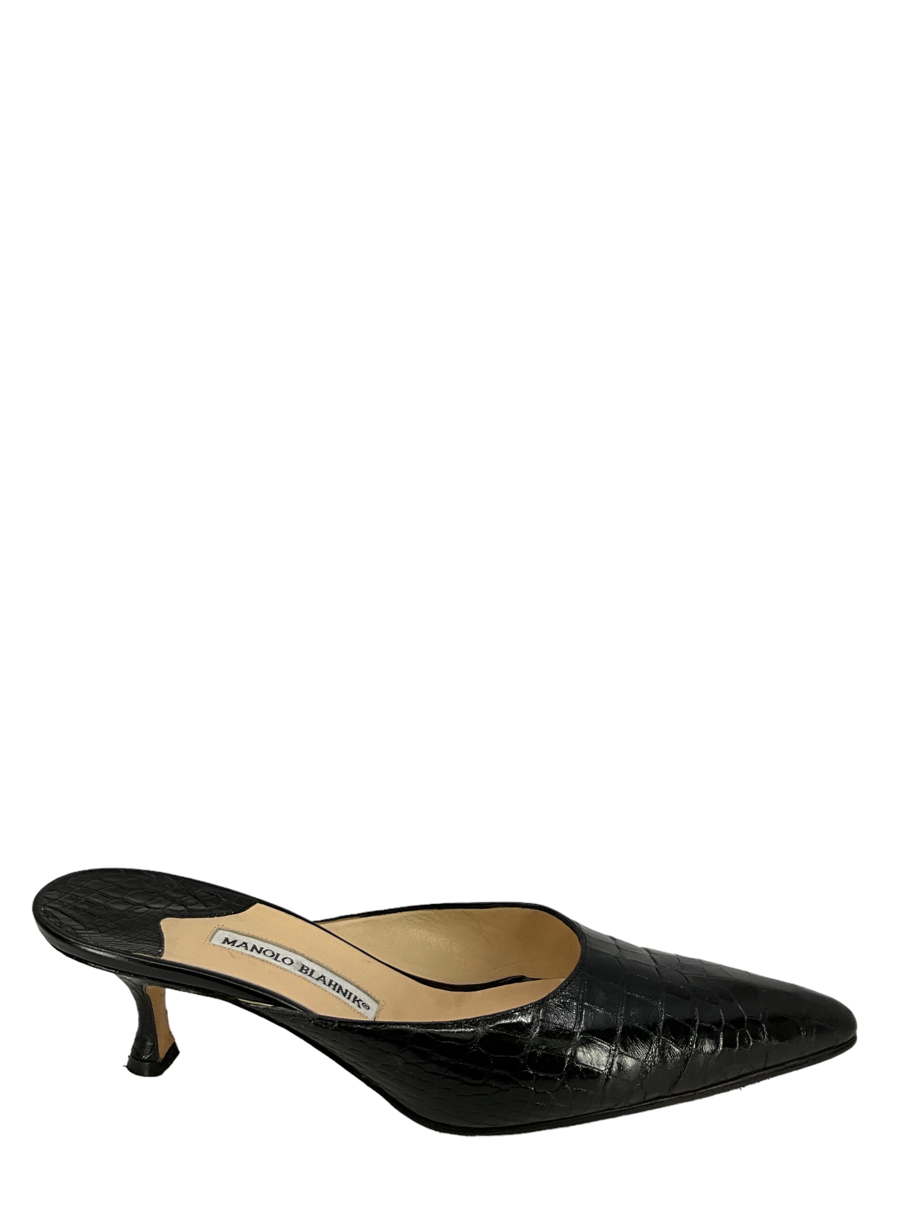 Manolo Blahnik Genuine Alligator Leather Mules Women's Size 11 - Luxury Designer Shoes for Parties, Weddings & Special Occasions