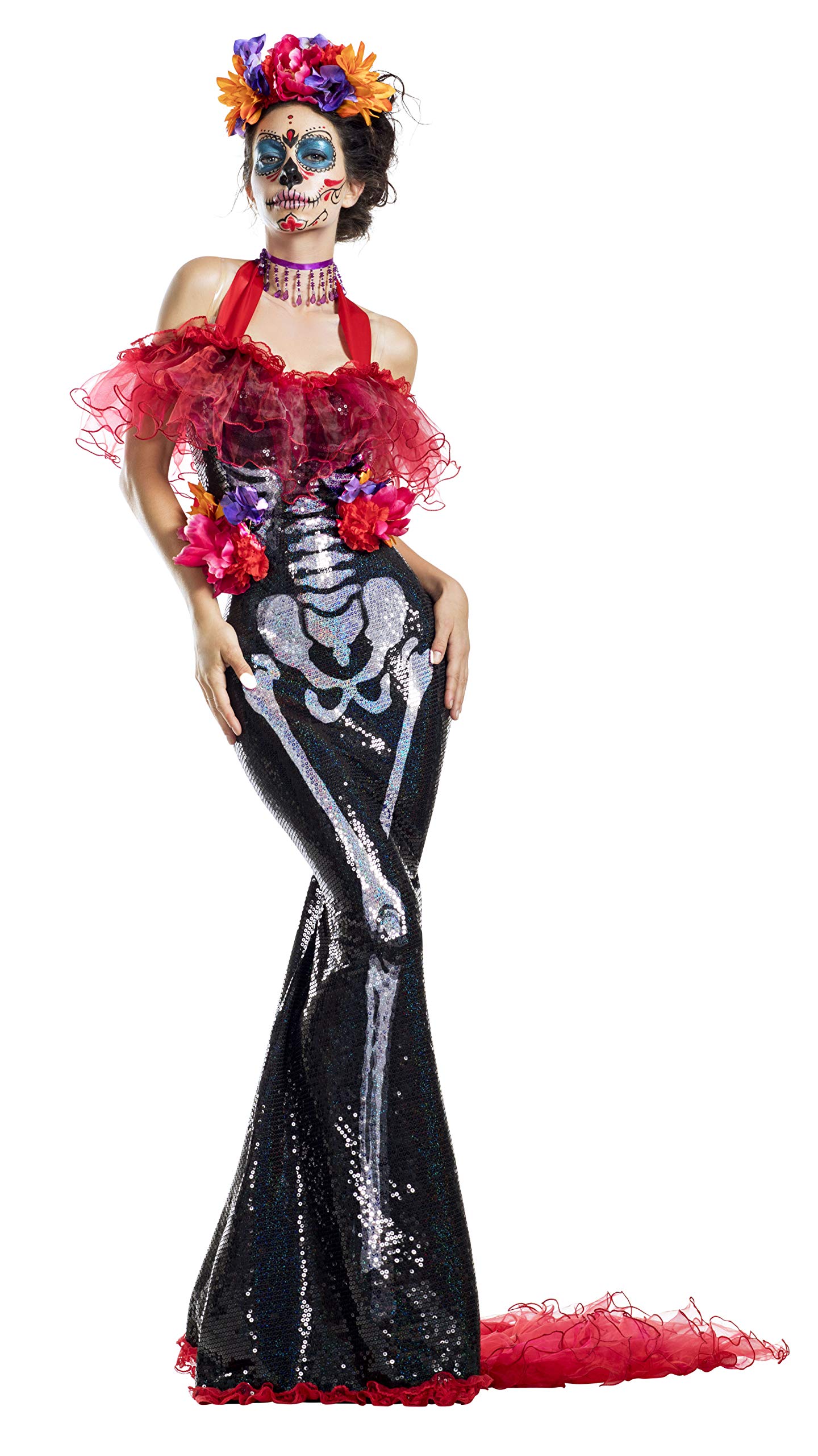 Party King Women's Glamorous Day of The Dead Costume - Perfect for Halloween, Dia de Muertos Celebrations & Themed Parties