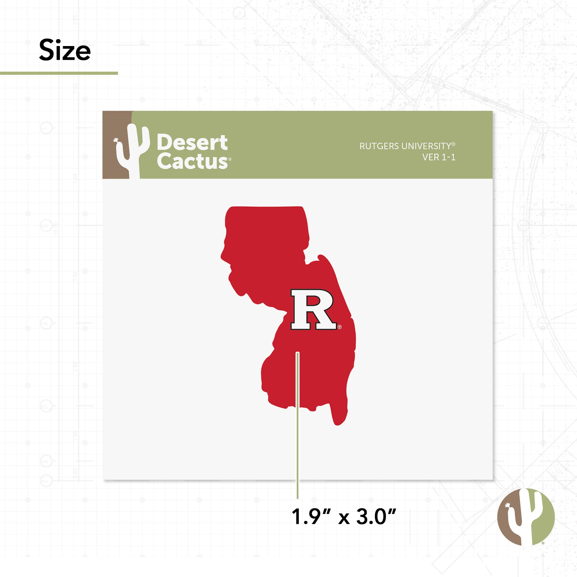 Desert Cactus Rutgers Vinyl Decal Sticker - Waterproof Laptop, Water Bottle, Car, Scrapbook Decor - Perfect for College Dorm, Graduation Gifts & School Spirit Accessories