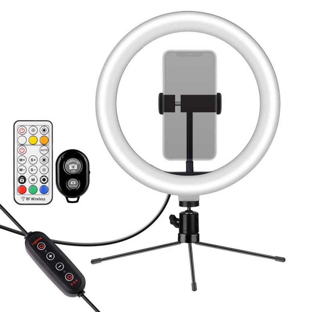 RGB Ring Light with Tripod Stand & Phone Holder - 16 Color Dimmable LED Circle Light with Infrared Remote for Makeup, Live Streaming, YouTube Videos (Perfect for Beauty Vloggers, TikTok Creators & Home Studio Lighting)