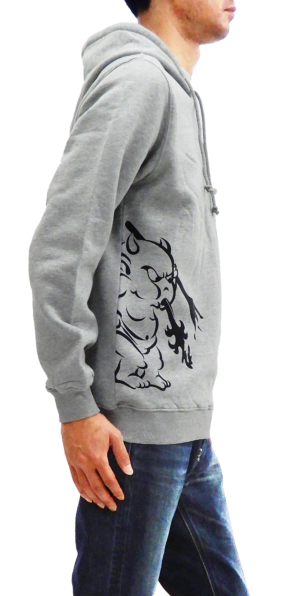 Tedman Men's Lucky Devil Graphic Printed Pullover Hoodie - Soft Cotton Hooded Sweatshirt TDPSP 101 in Ash Gray - Perfect for Casual Wear, Street Style & Everyday Comfort