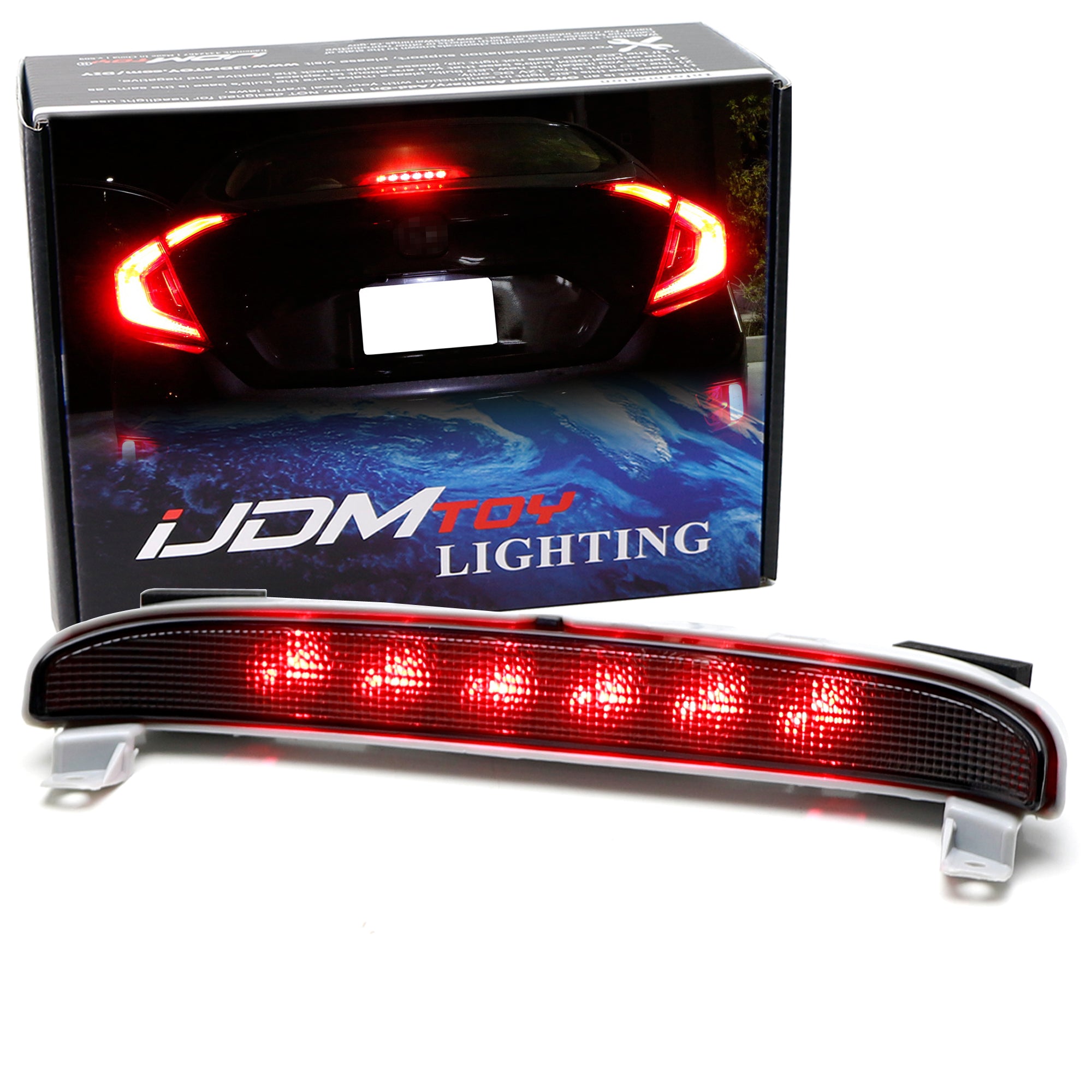Dark Smoked Full LED High Mount Third Brake Light for 2006-2011 Honda Civic EX Coupe - Enhanced Visibility & Style for Night Driving & Car Customization