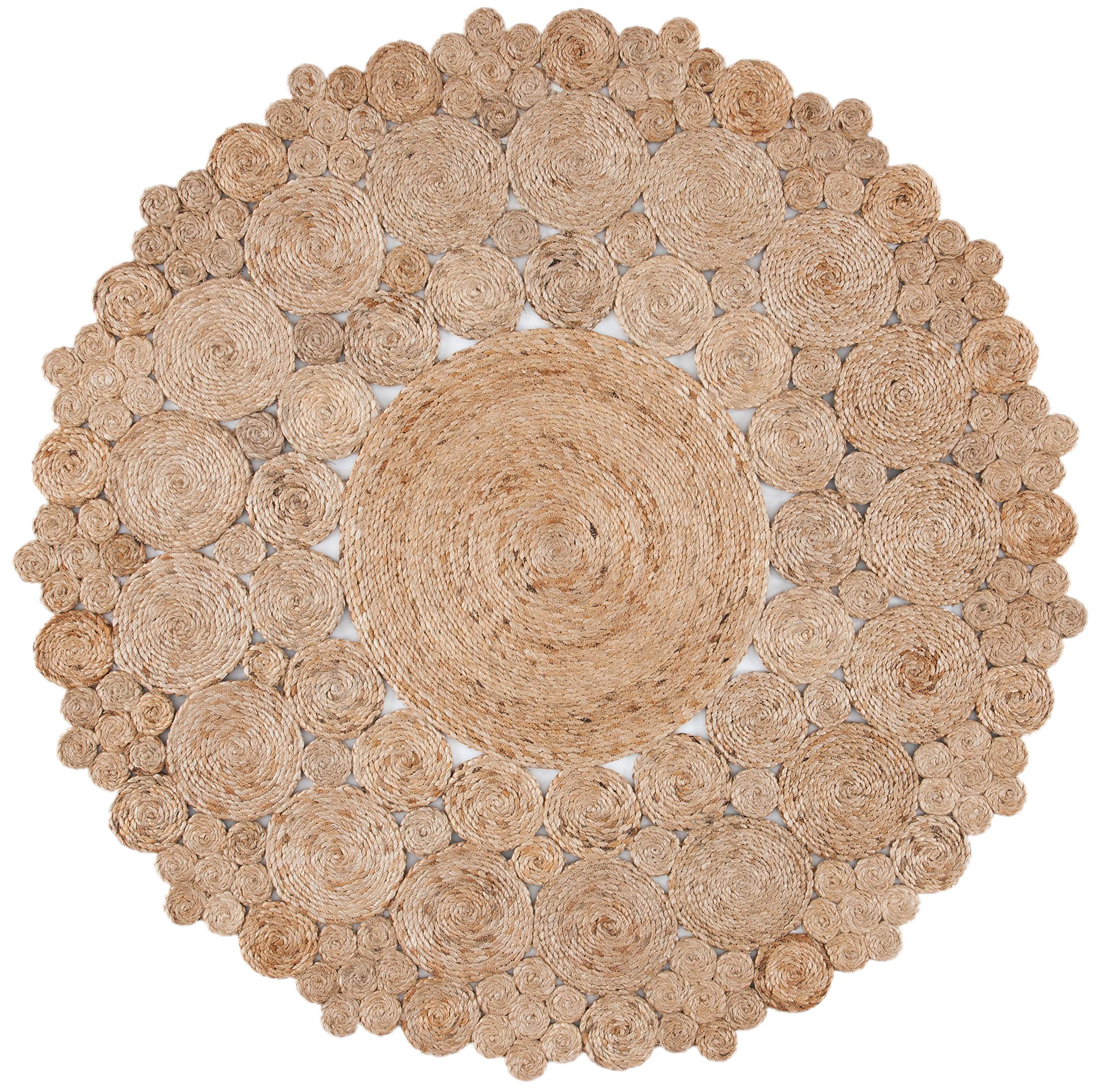 SAFAVIEH Handmade Jute Area Rug 5' Round - Natural Fiber Boho Chic Round Rug NFB245A for Living Room, Bedroom & Farmhouse Decor
