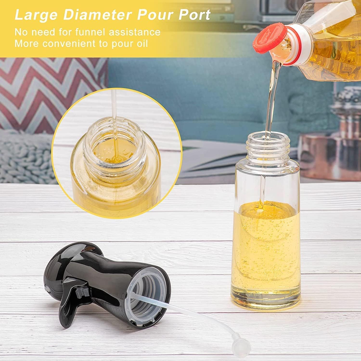 Premium Glass Olive Oil Sprayer for Cooking - Refillable Oil Mister Dispenser for Kitchen, Air Fryer, Salad, Baking & Grilling (210ml, Multicolor) - Perfect for Healthy Cooking & Meal Prep