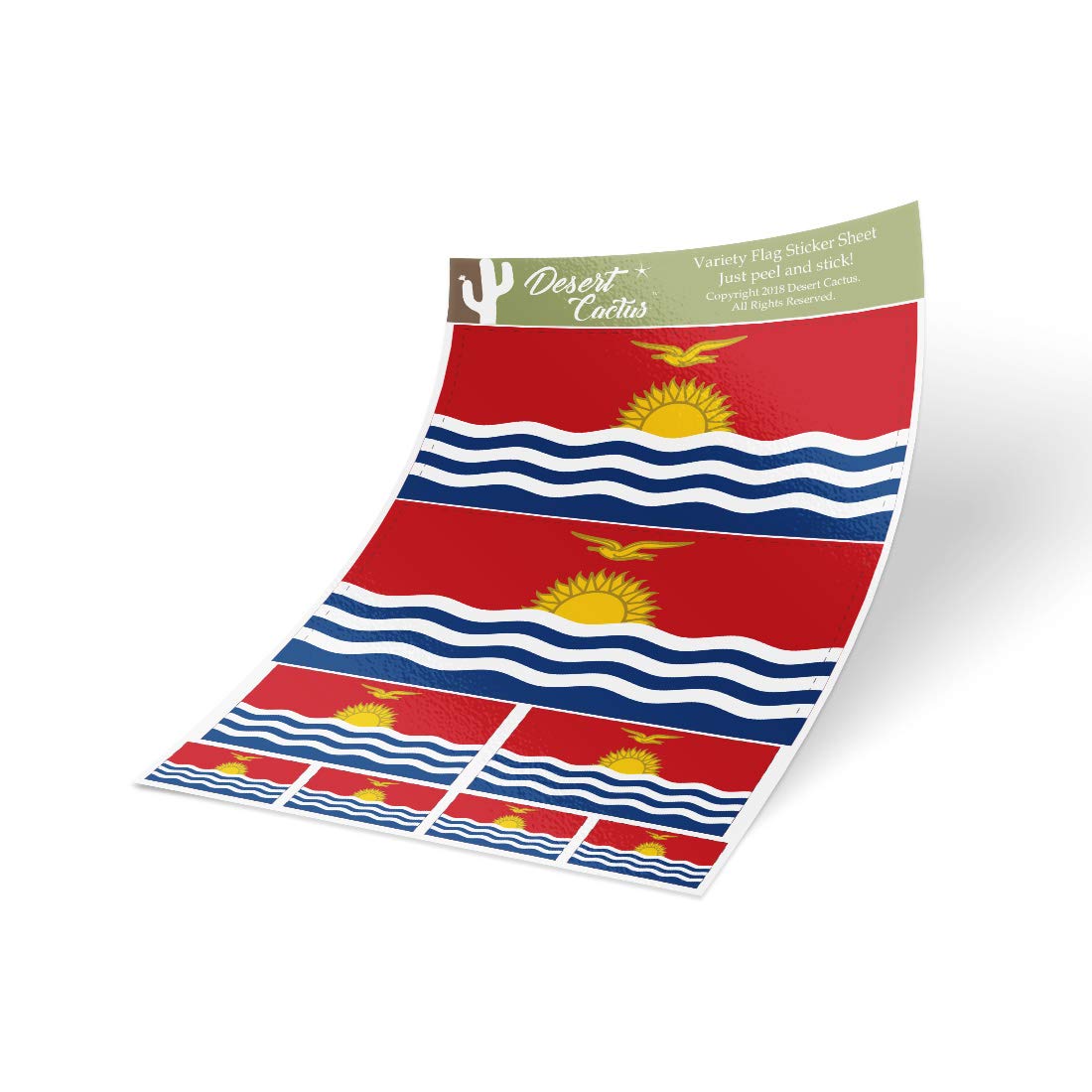 Desert Cactus Kiribati Country Flag Stickers - Pack of 8 Vinyl Decals for Scrapbooking, Cars, Laptops & Windows | Waterproof & Durable for Kids DIY Crafts & Travel Accessories