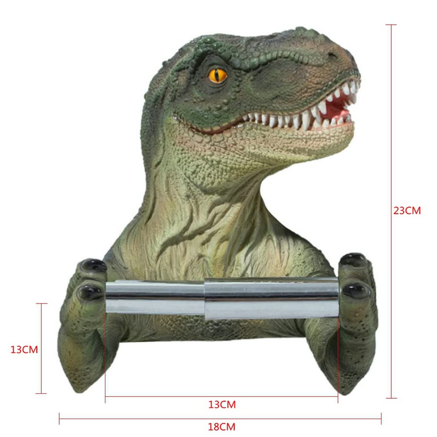 3D Dinosaur Toilet Paper Holder - Wall-Mounted Tyrannosaurus Tissue Roll Rack for Bathroom Decor - Unique Dinosaur-Themed Home Accessory for Kids' Rooms & Jurassic-Themed Bathrooms