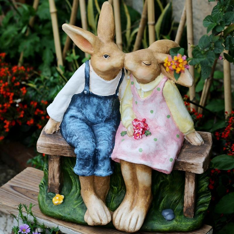 Large Bunny Rabbit Lovers Statue - Romantic Kissing Rabbit Sculpture for Wedding Gifts, Garden Decor, Courtyard Ornament, Villa Outdoor Decoration | Perfect for Valentine's Day, Anniversary, and Garden Landscaping Ideas