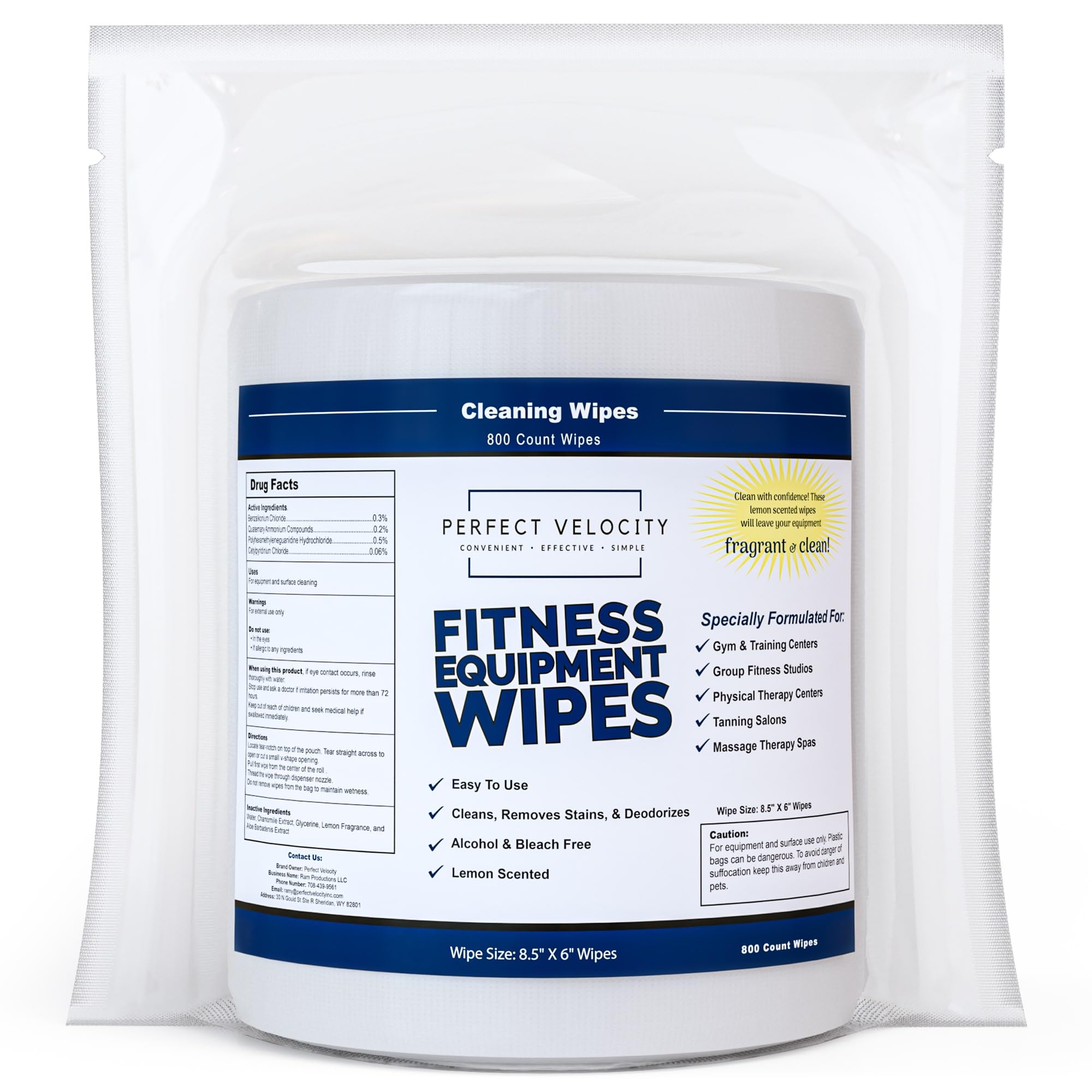 Fitness Gym Equipment Cleaning Wipes - 4 Rolls of 800 Pre-Moistened Antibacterial Wipes Refill for Gym Equipment, Exercise Machines & Fitness Gear - Perfect for Home Gyms, Commercial Gyms & Workout Studios