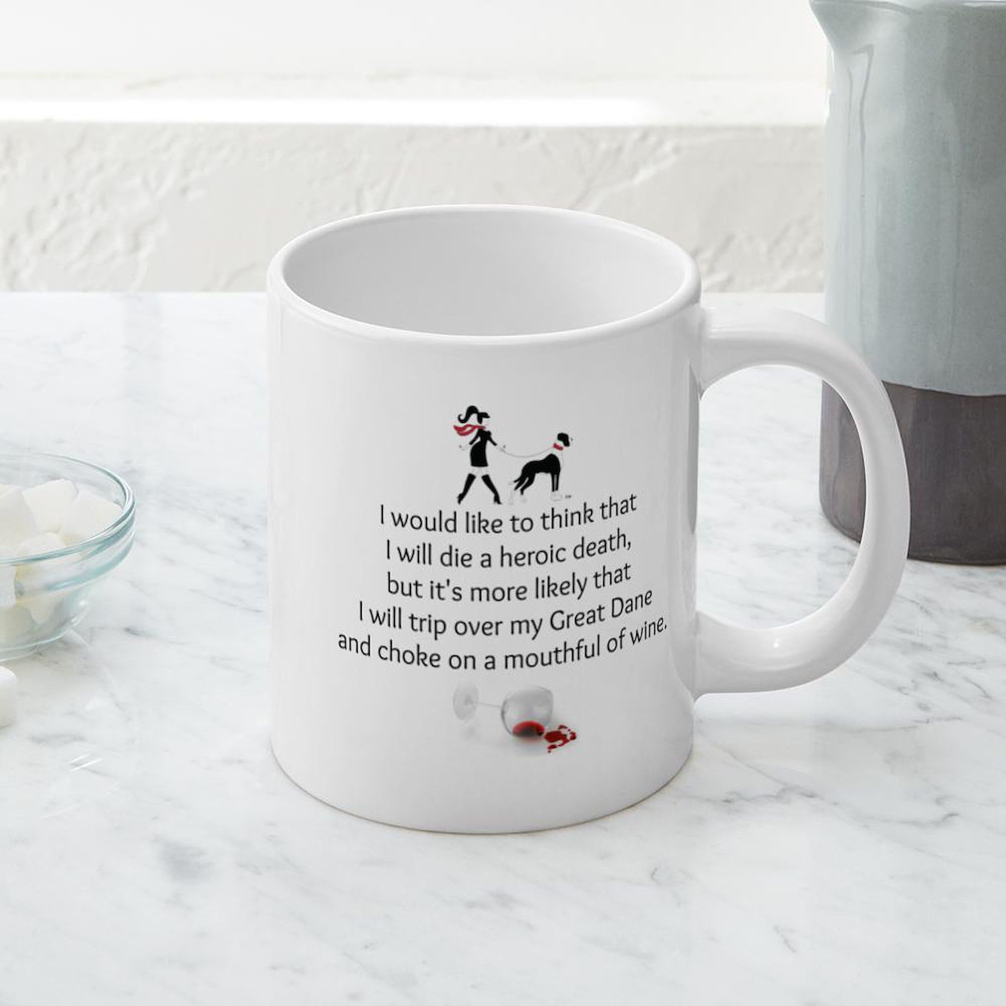20 oz Ceramic Coffee Mega Mug with Wine Quotes - Perfect for Wine Lovers, Coffee Drinkers & Gift Giving - Ideal for Home, Office & Cafes