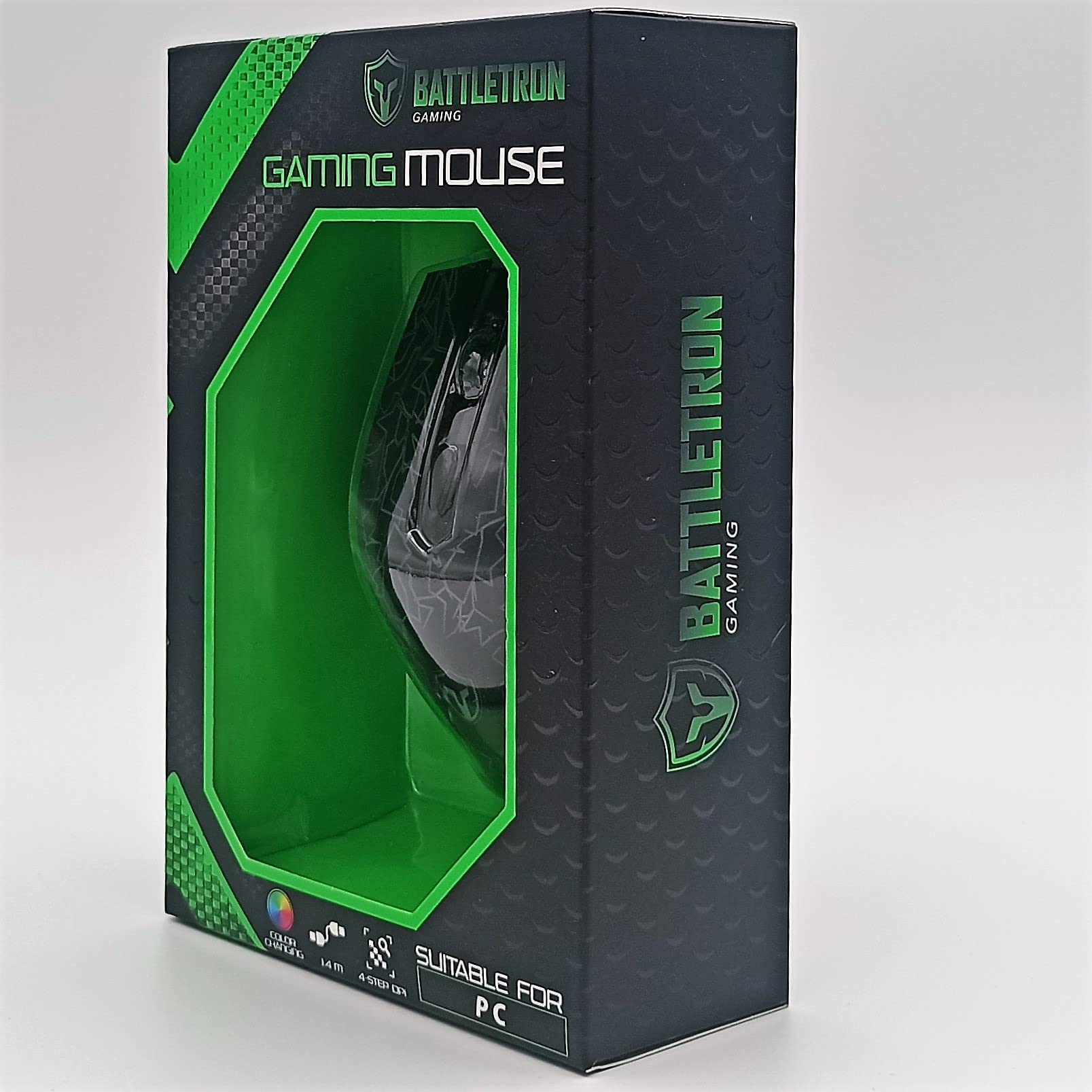 Battletron Gaming Mouse - 6 Button Optical USB Wired Mouse with Ergonomic Design & RGB Lighting for PC, Laptop - Perfect for FPS, MOBA & Esports Gaming