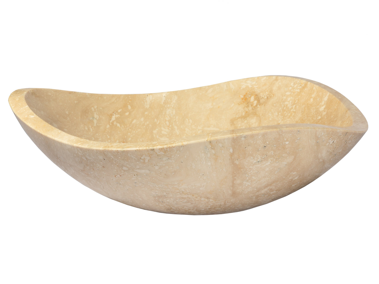 Beige Travertine Freeform Vessel Sink - Modern Bathroom Vanity Sink for Powder Room, Guest Bath & Master Bath Decor