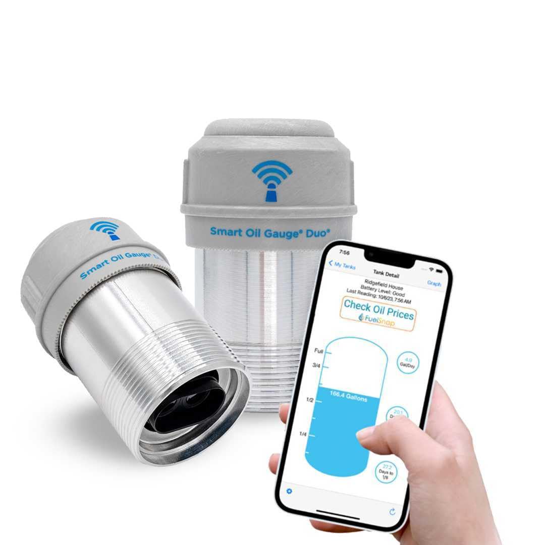 Smart Oil Gauge Duo - Advanced Dual Sensor Wi-Fi Heating Oil Tank Monitor with Alexa Compatibility - Works with 138/275/330/500 Gallon Vertical/Horizontal Tanks - Perfect for Home Heating Systems and Remote Oil Level Monitoring