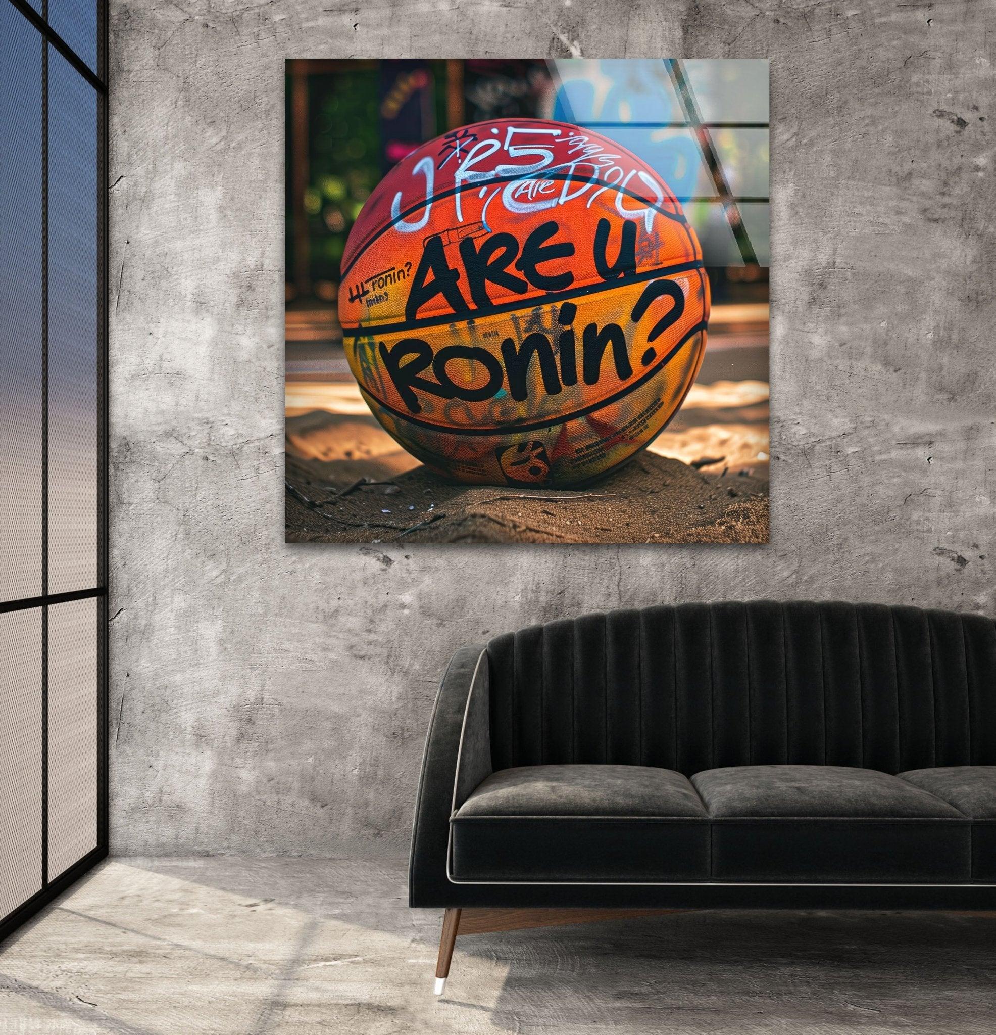 Basketball Glass Wall Art Decor - Sports Themed Home & Office Decoration - Perfect for Game Rooms, Man Caves, and Sports Bars
