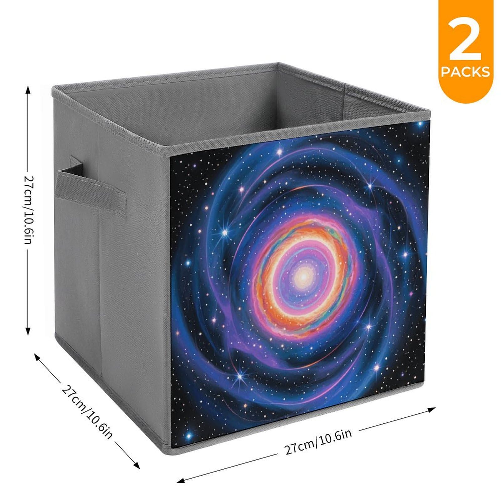 2-Pack Foldable Storage Bins with Handles - Large Capacity Closet Organizers for Clothes, Office Supplies & Home Organization | Space-Saving Storage Cubes for Bedroom, Nursery & Dorm Room