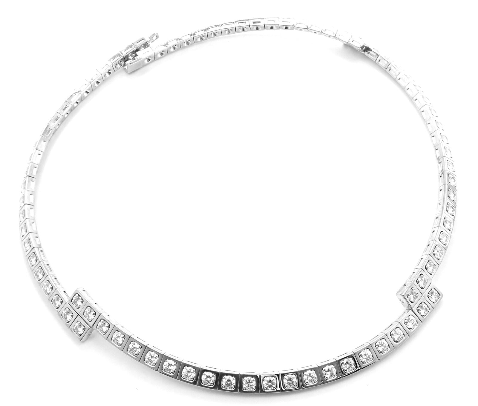 Authentic Cartier Tectonique 18k White Gold Diamond Tennis Necklace - Luxury Jewelry for Women, Elegant Gift for Anniversary & Special Occasions