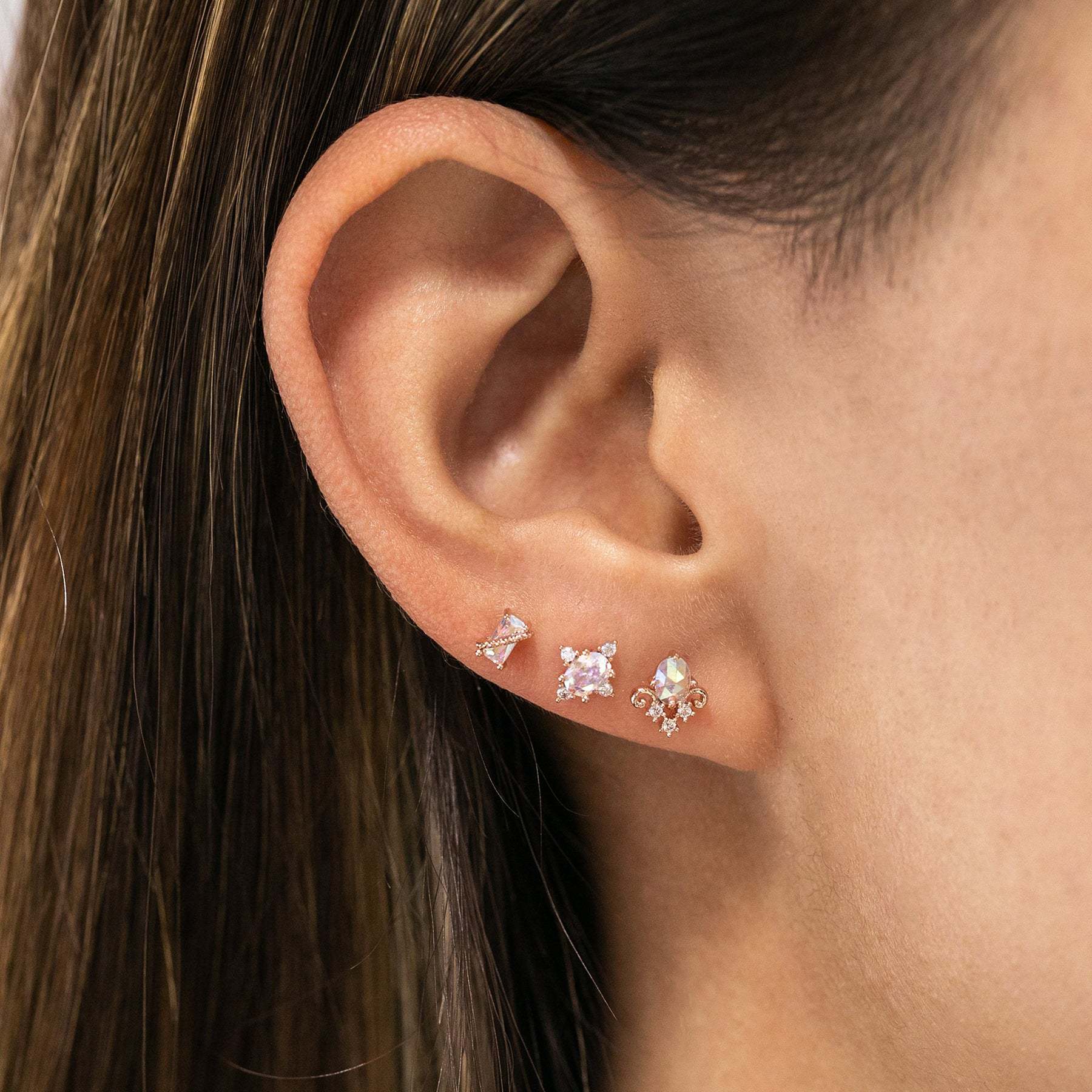 20G Celestial Two Hole Upper Lobe Piercing Earrings - Sparkling Star Studs for Cartilage & Helix - Perfect for Daily Wear & Special Occasions
