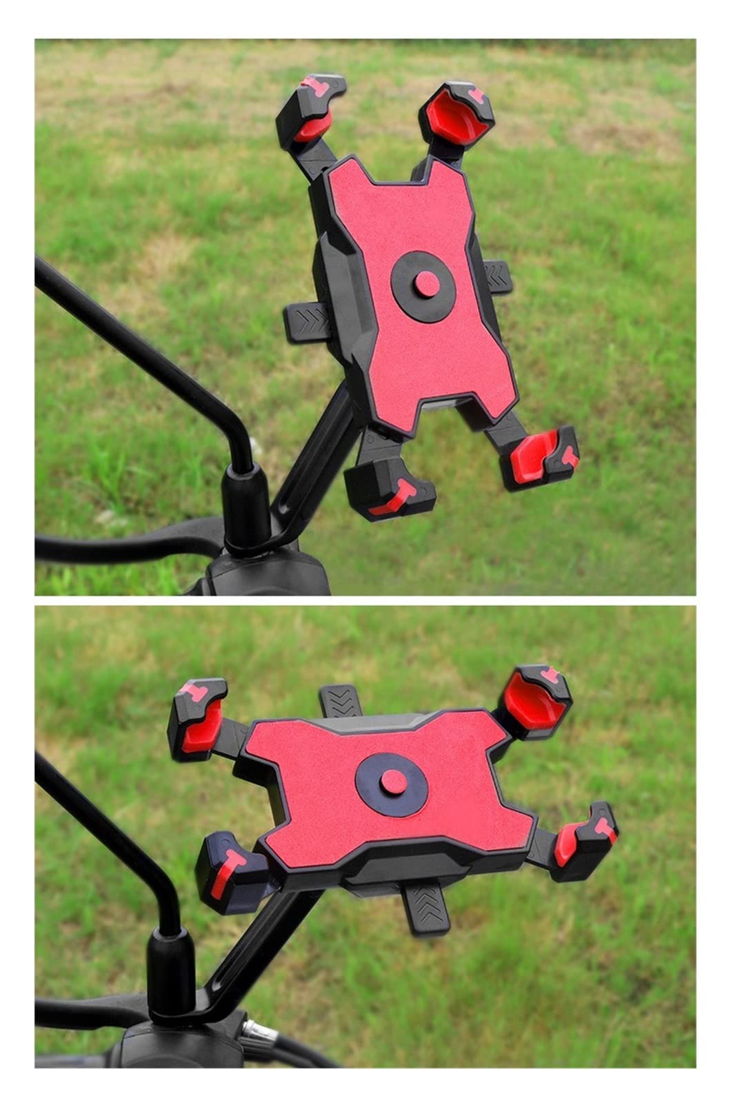TSTS Universal Motorcycle Phone Mount Holder - 360° Rotatable for 3.5-6.8 Inch Smartphones (Red) | Secure Bike Phone Rack for GPS Navigation & Hands-Free Riding