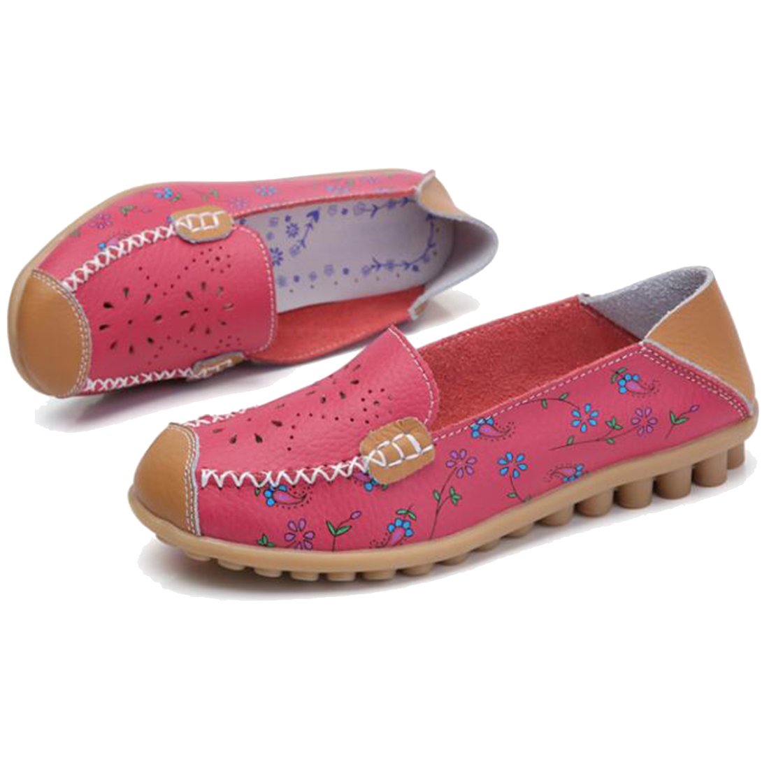 COVOYYAR Women's Floral Cutout Slip-On Loafers - Breathable Round Toe Casual Flats for Walking, Work & Everyday Comfort