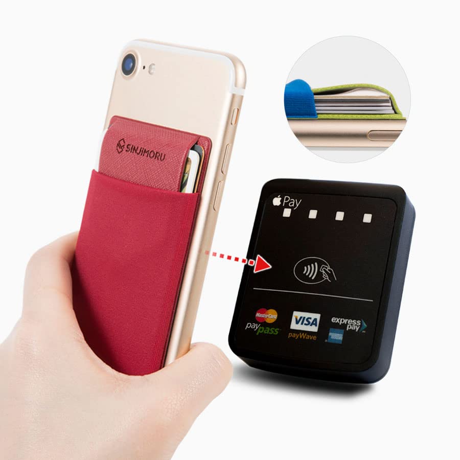 Sinjimoru Stretchy Fabric Phone Wallet - Secure Card Holder for iPhone & Android (Grey) | Stick-On Credit Card Case for Back of Phone | Perfect for Travel, Shopping & Everyday Use