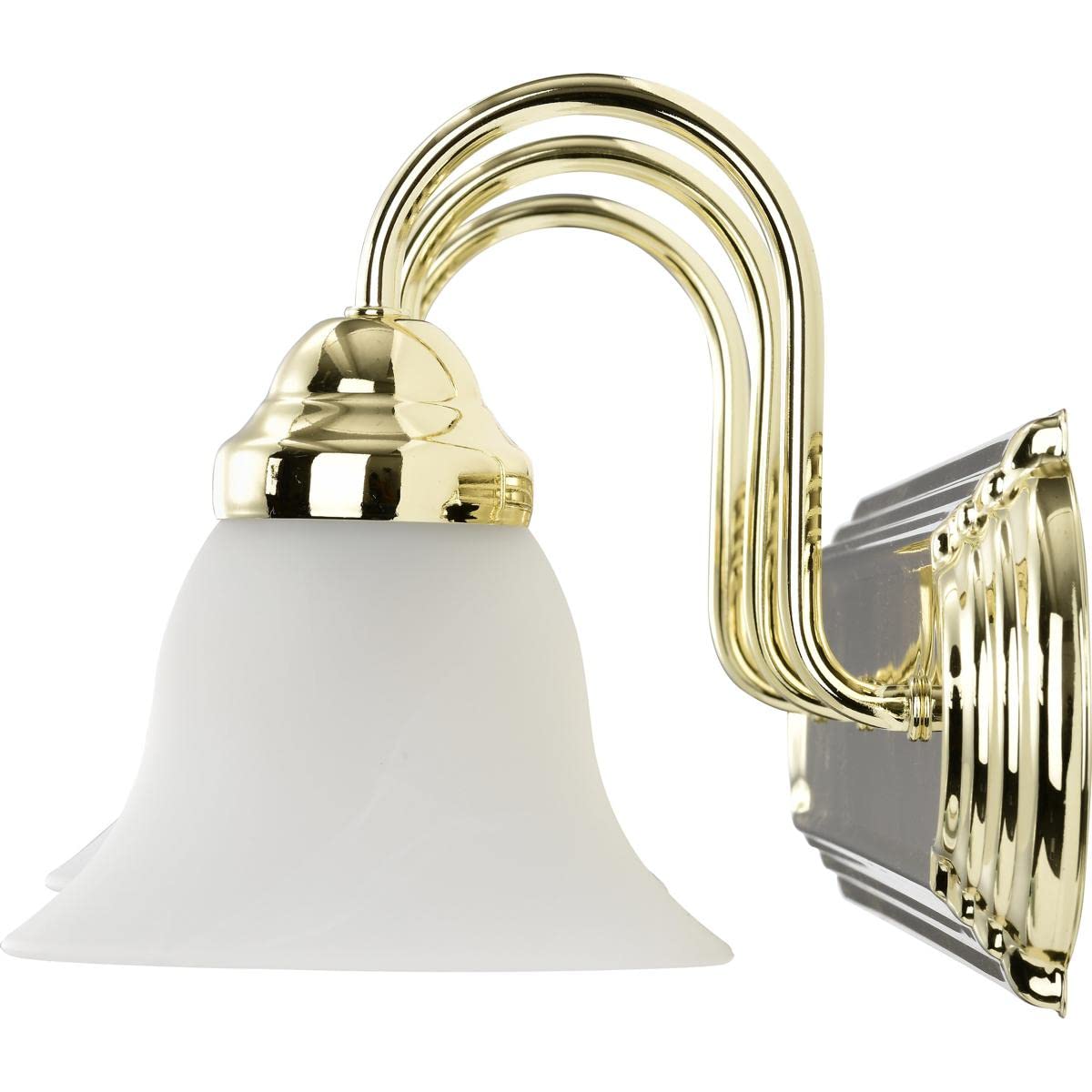 Nuvo 60/329 Ballerina Three-Light Vanity Wall Sconce with Alabaster Glass Bell Shades in Polished Brass - Perfect for Bathroom, Dressing Room & Bedroom Lighting