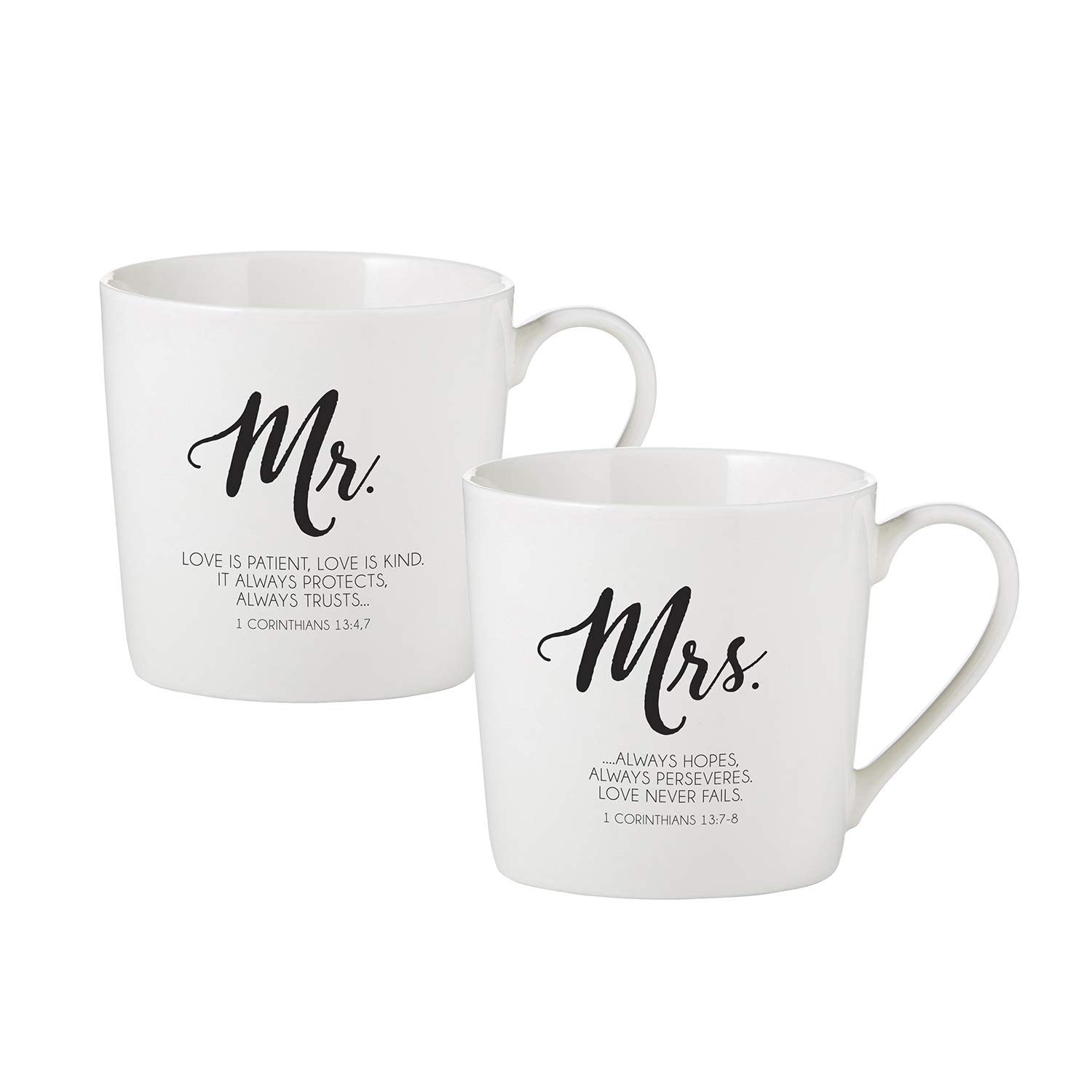 Faithworks Inspirational Bone China Coffee Mug Gift Set - Mr. & Mrs. Couple Mugs, Set of 2 - Perfect for Wedding, Anniversary & Christian Home Decor