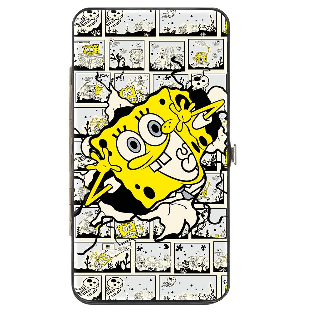 SpongeBob SquarePants Unisex Wallet for Adults - Multicolor Breakthrough Scene Blocks Design with Buckle-down Hinge (7 x 4 Inches) | Perfect Gift for SpongeBob Fans, Everyday Use & Collectors