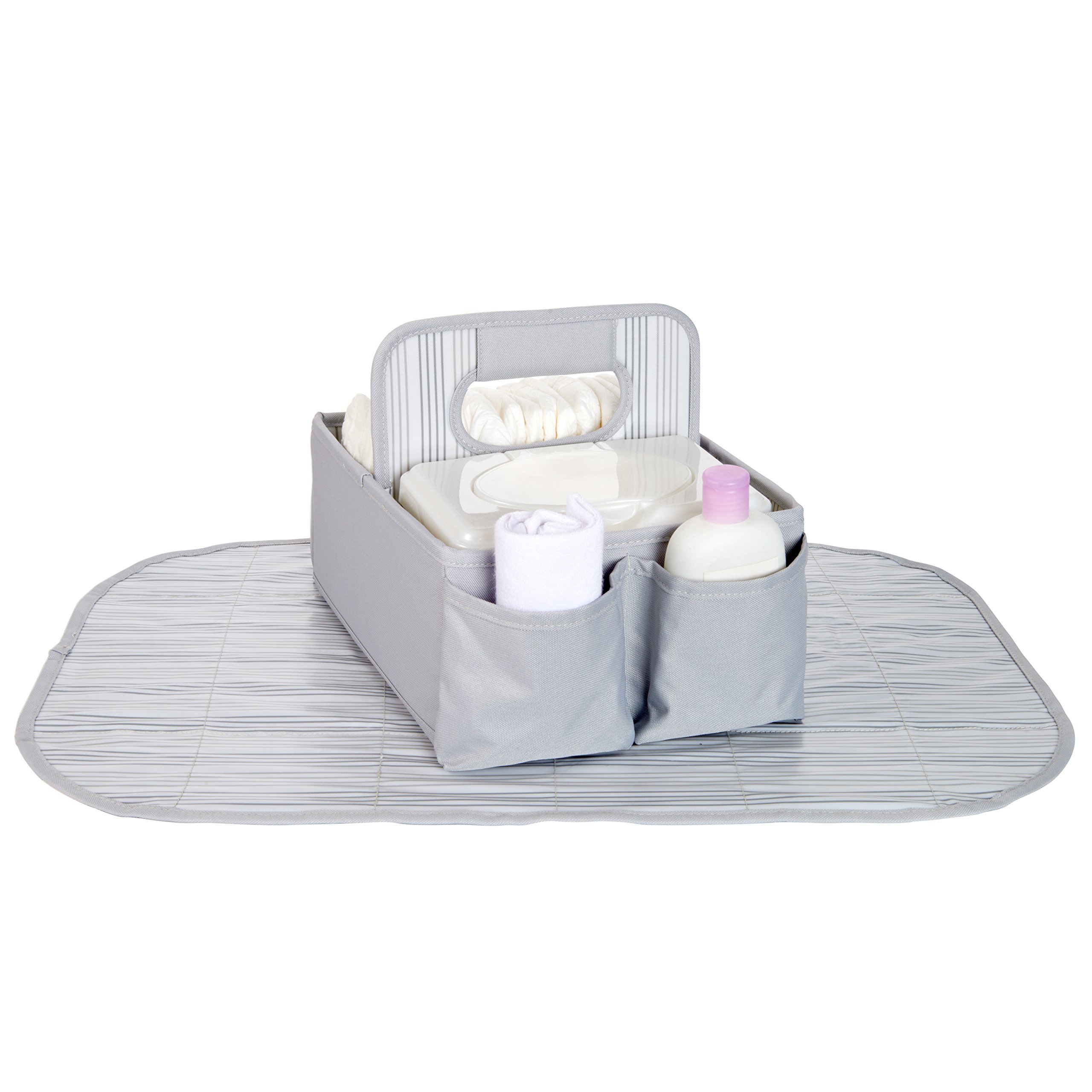 Munchkin SaraBear Diaper Organizer - Grey | Baby Changing Station with Storage Pockets | Perfect for Nursery, Daycare & Travel