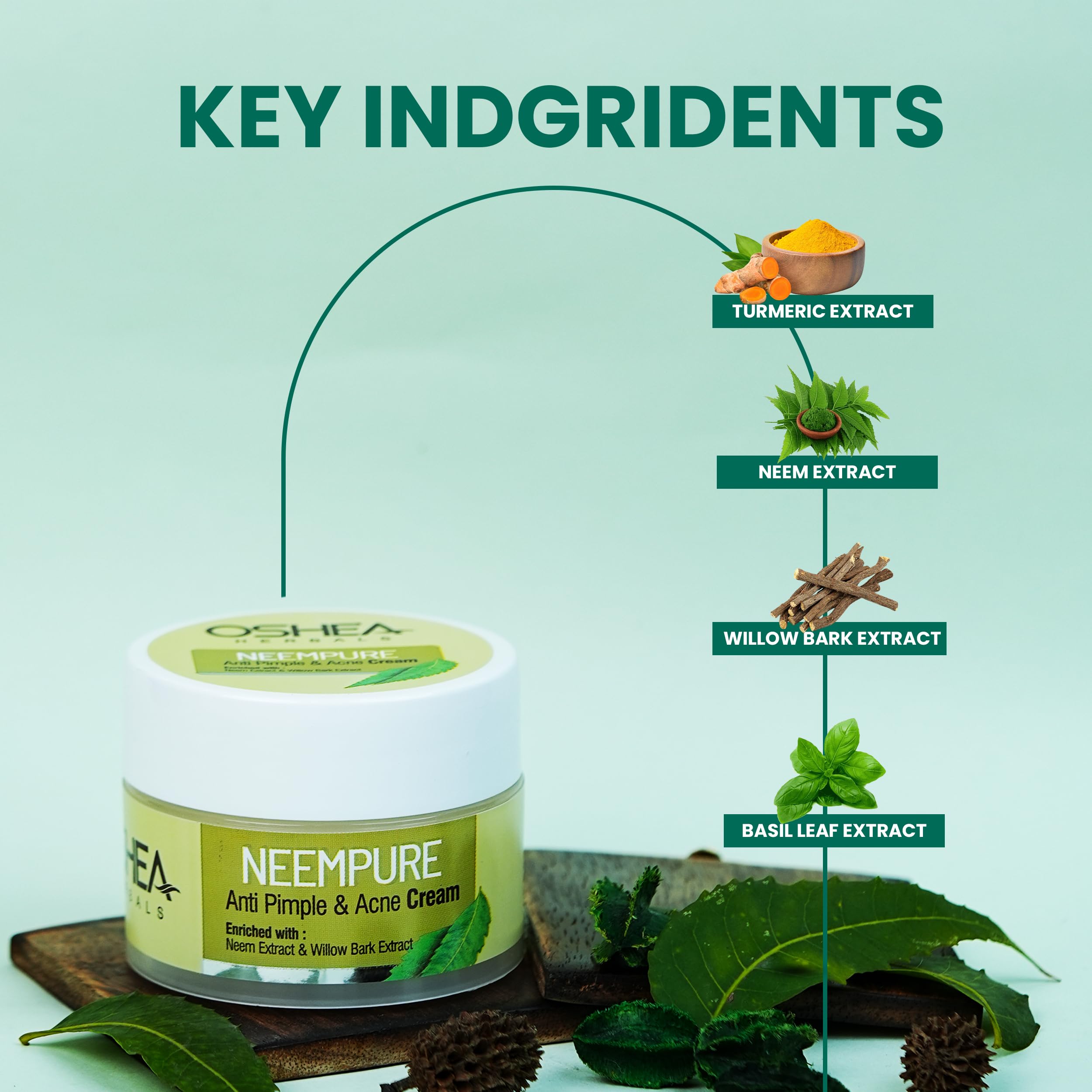 Oshea Herbals Neempure Anti Pimple & Acne Face Cream for All Skin Types | Oil Control, Skin Softening & Smoothing, PH Balance | 50g | Perfect for Daily Skincare Routine & Acne Treatment