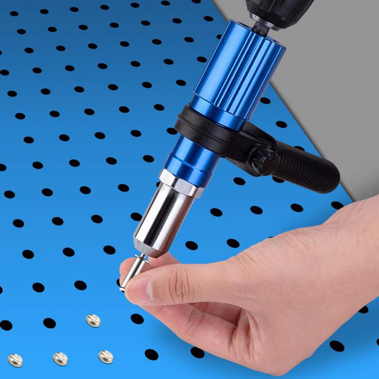 Professional Cordless Electric Rivet Nut Gun Attachment with Non-Slip Handle - Heavy Duty Riveting Drill Adapter Kit for Insert Tools | Perfect for Automotive, HVAC, and Metal Fabrication Projects