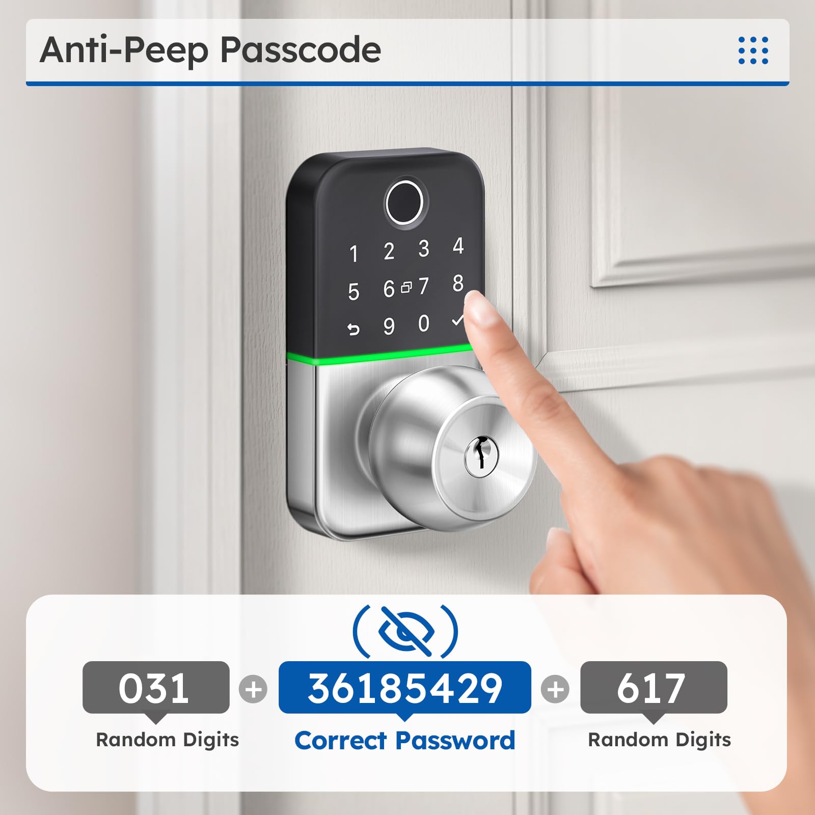 Kucacci Smart Keypad Door Lock with Fingerprint & Keyless Entry - Digital Electronic Deadbolt for Front Door - Easy Install Remote Passcode Generation - Perfect for Homes, Apartments & Vacation Rentals