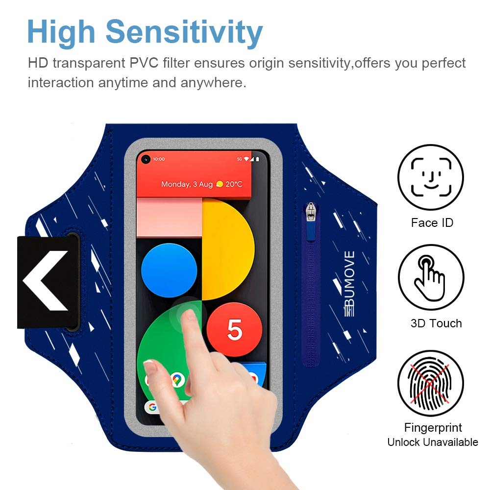 Google Pixel 9/9 Pro/8a/8/7a/7/6a/6/5a/5/4a Running Armband - Adjustable Phone Holder with Key Card Slot & Headphone Port - Perfect for Gym, Jogging & Outdoor Workouts (Dark Blue)