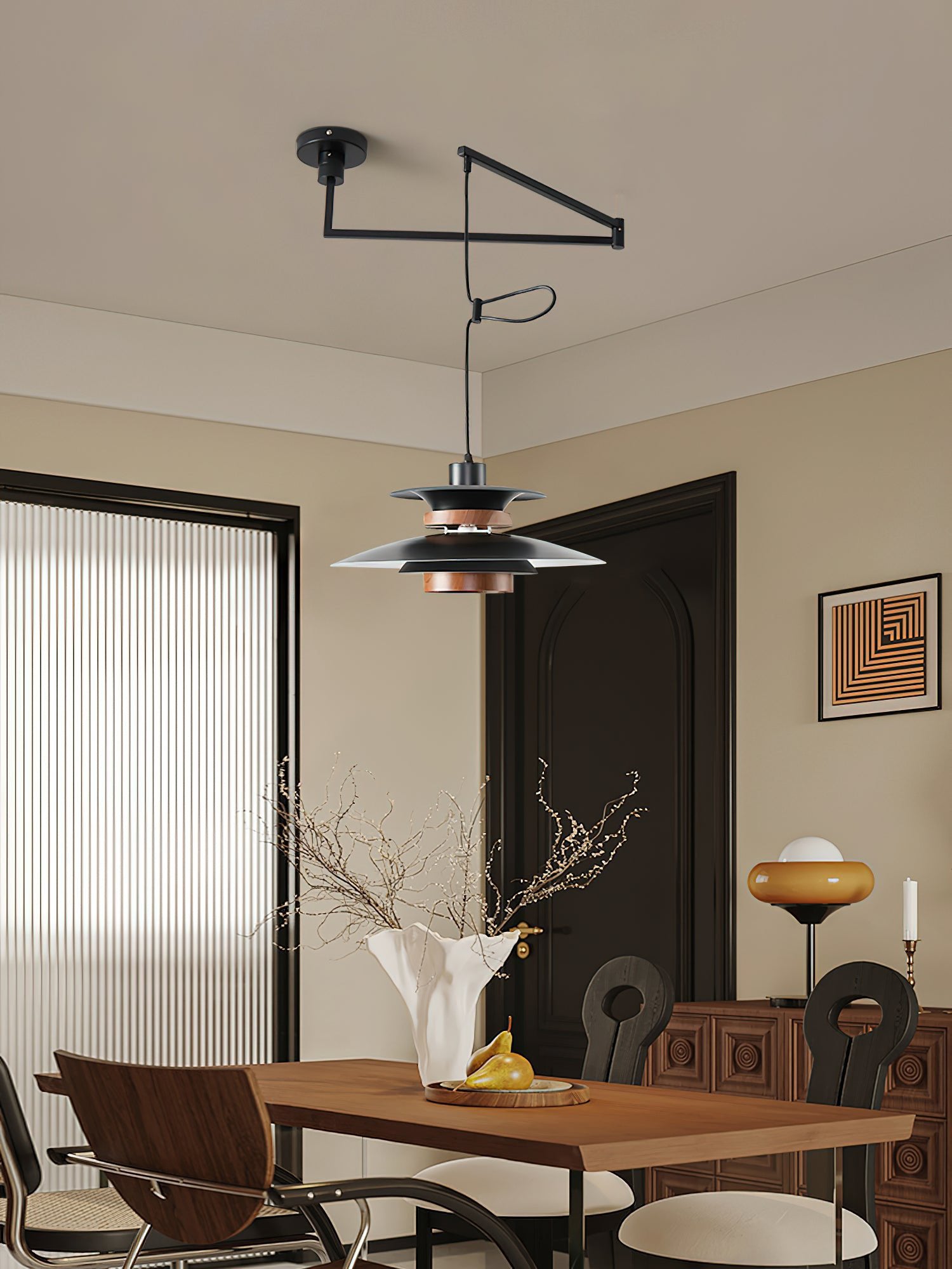 Mercero Swing Arm Pendant Lamp - Adjustable Hanging Light Fixture for Kitchen Island, Dining Room & Bedroom - Modern Industrial Lighting Decor