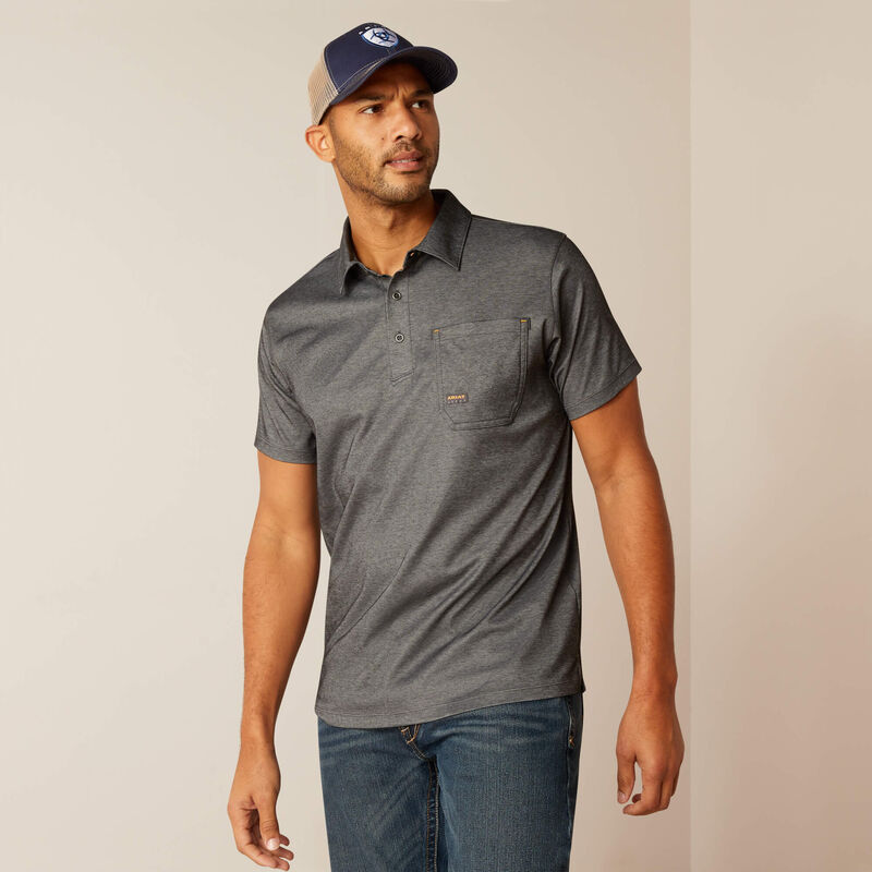 Rebar Foreman Polo Shirt for Men - Comfortable Workwear in Charcoal - Perfect for Construction, Outdoor Work & Casual Wear