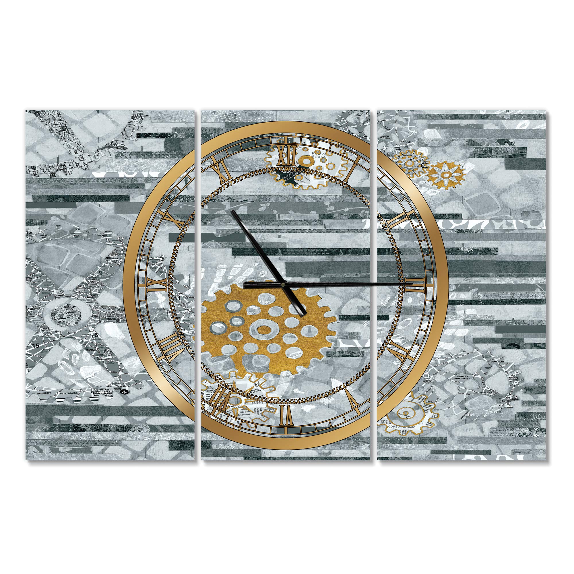 DesignQ Modern Gold Traditional Wall Clock - Large Elegant Bedroom Decor for Home & Office | Perfect for Living Room, Dining Area, and Office Spaces