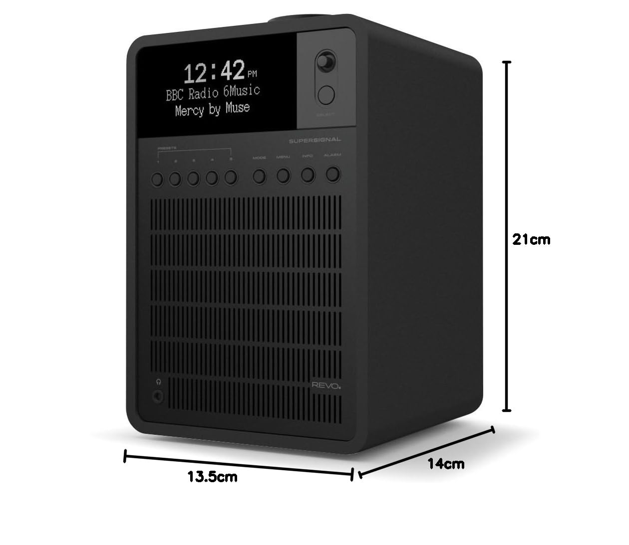 Revo Super Signal Deluxe DAB/FM Digital Radio with Bluetooth Streaming - Shadow Edition | Premium Table Radio for Home, Office & Bedroom | Digital Alarm Clock & Wireless Music Player