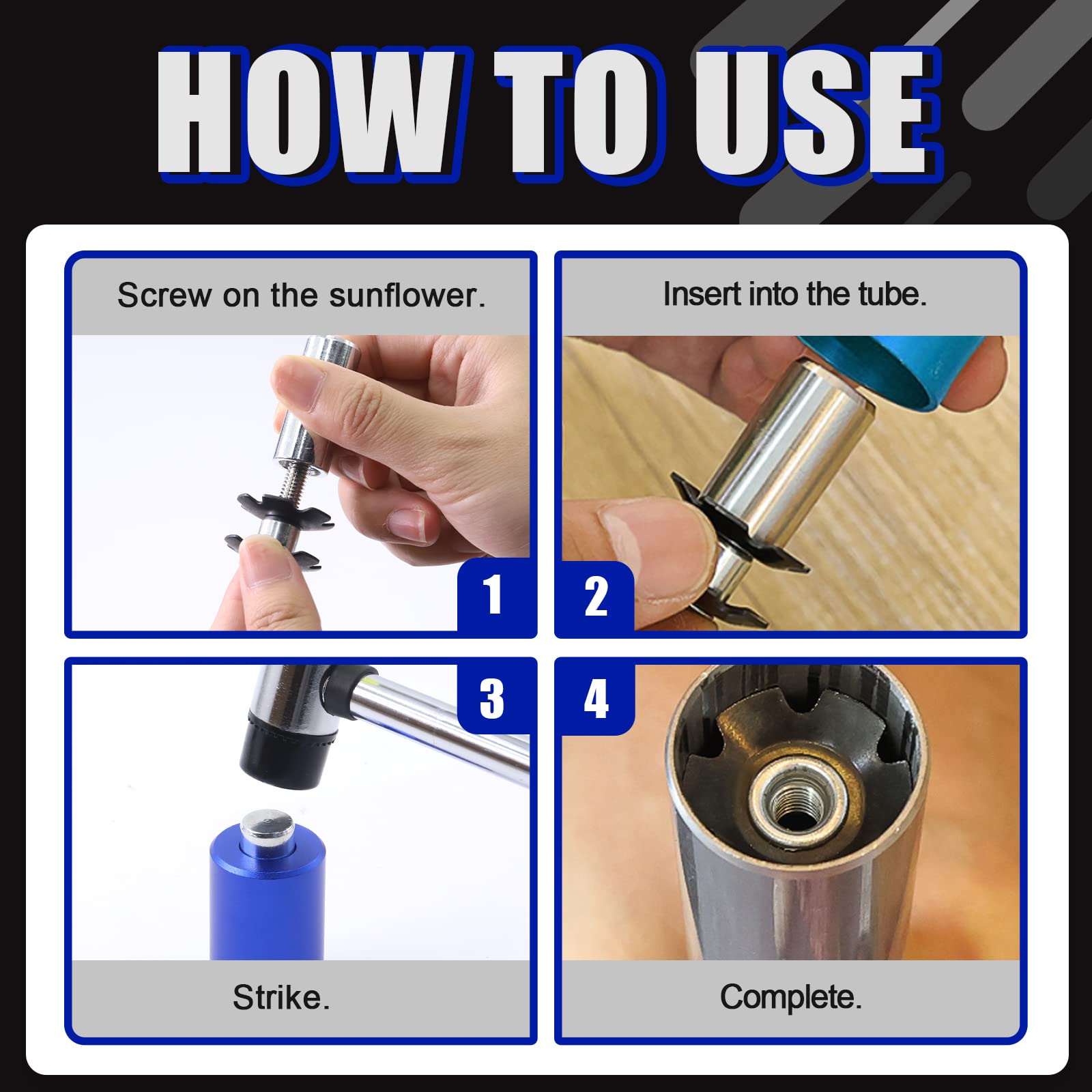 Glarks 15Pcs Bike Fork Star Nut Headset Spacer Installation Tool Kit - Professional Bicycle Fork Installer Setting Tool with Rubber Hammer, Star Nuts & 3/5/10/15/20mm Carbon Fiber Headset Spacers - Perfect for DIY Bike Repair and Maintenance